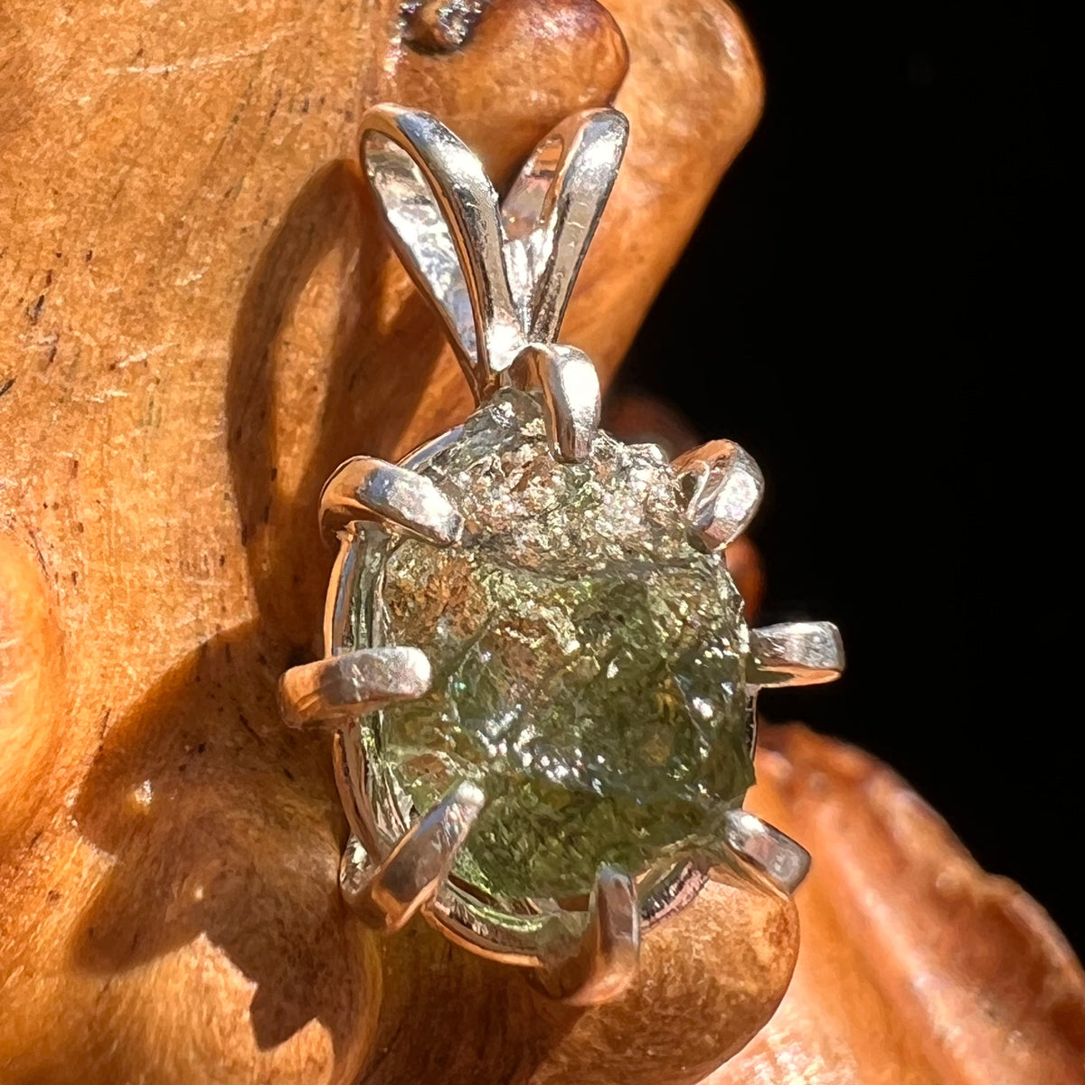 Moldavite Pendant Sterling Silver #5891A-Moldavite Life