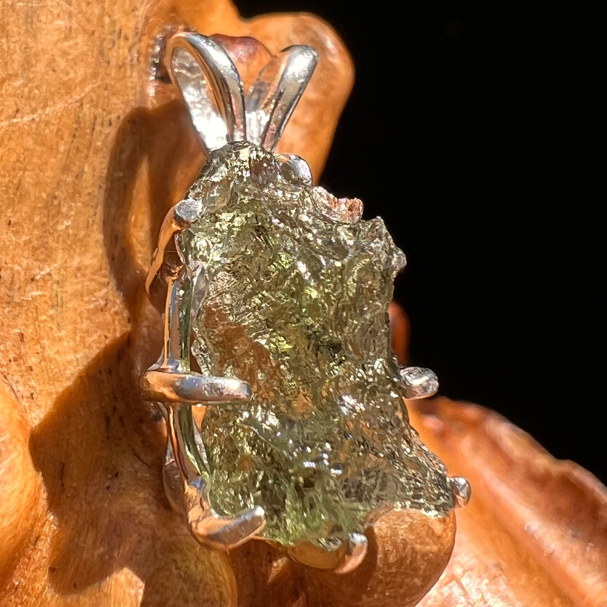 Moldavite Pendant Sterling Silver #5893A-Moldavite Life