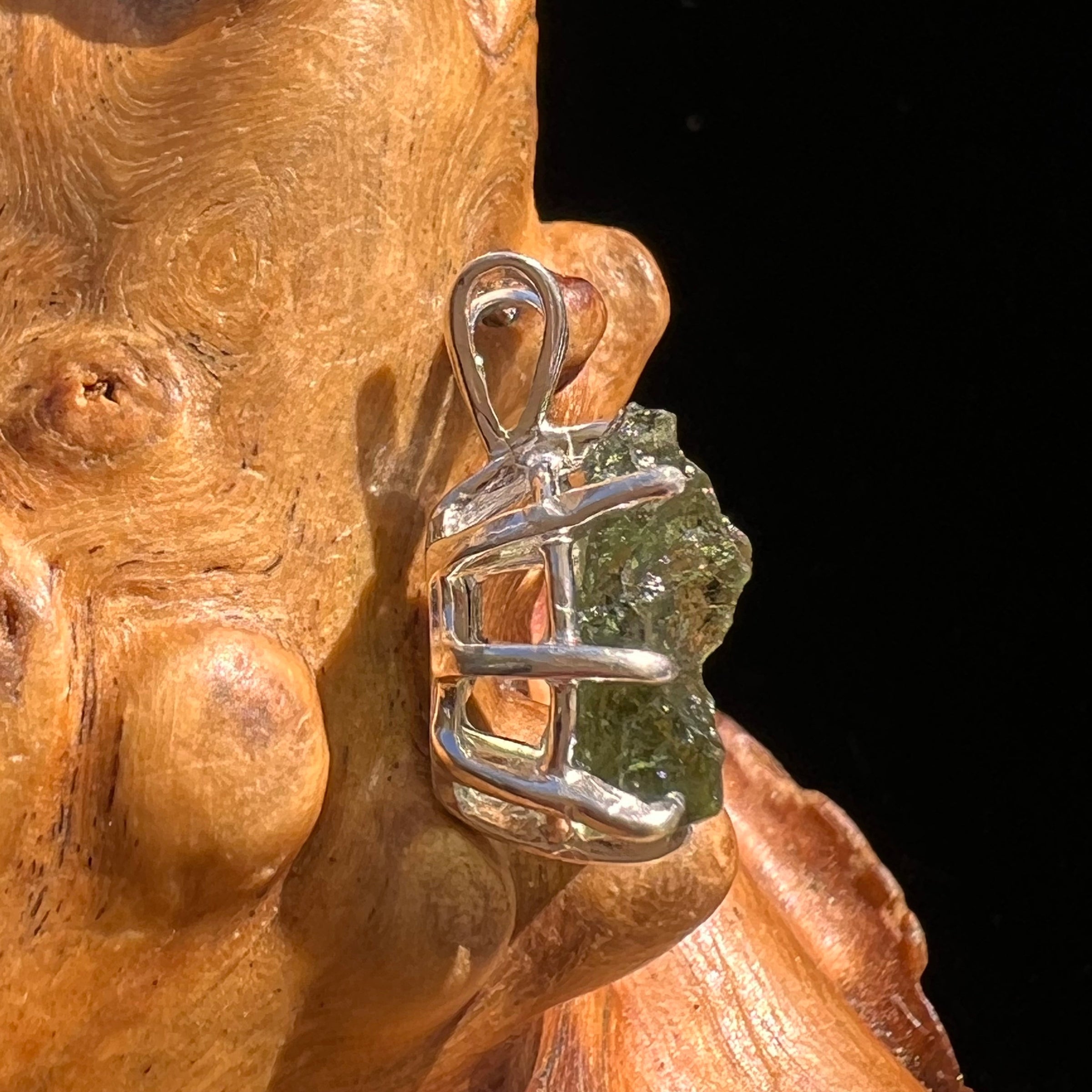 Moldavite Pendant Sterling Silver #5893A-Moldavite Life