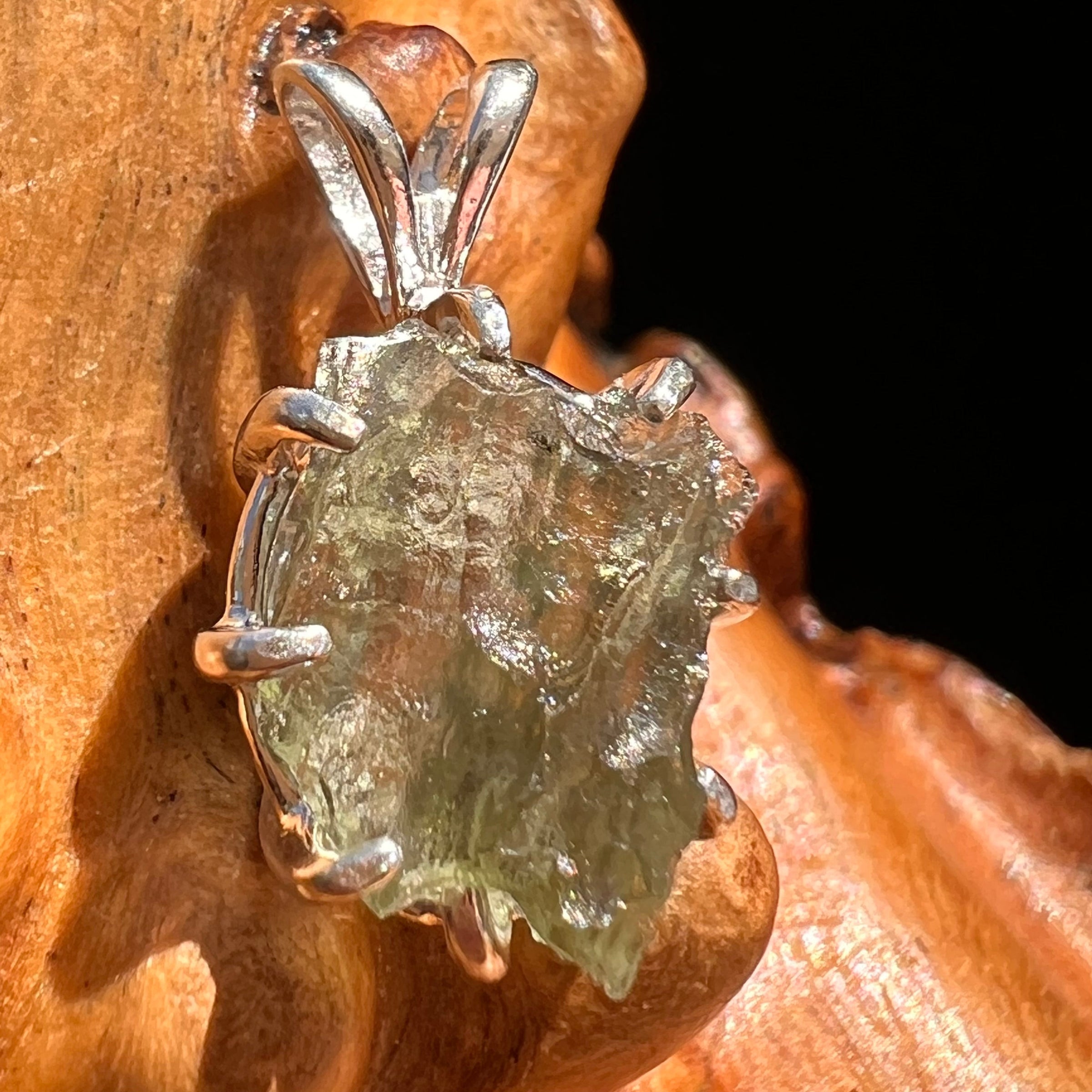 Moldavite Pendant Sterling Silver #5896A-Moldavite Life