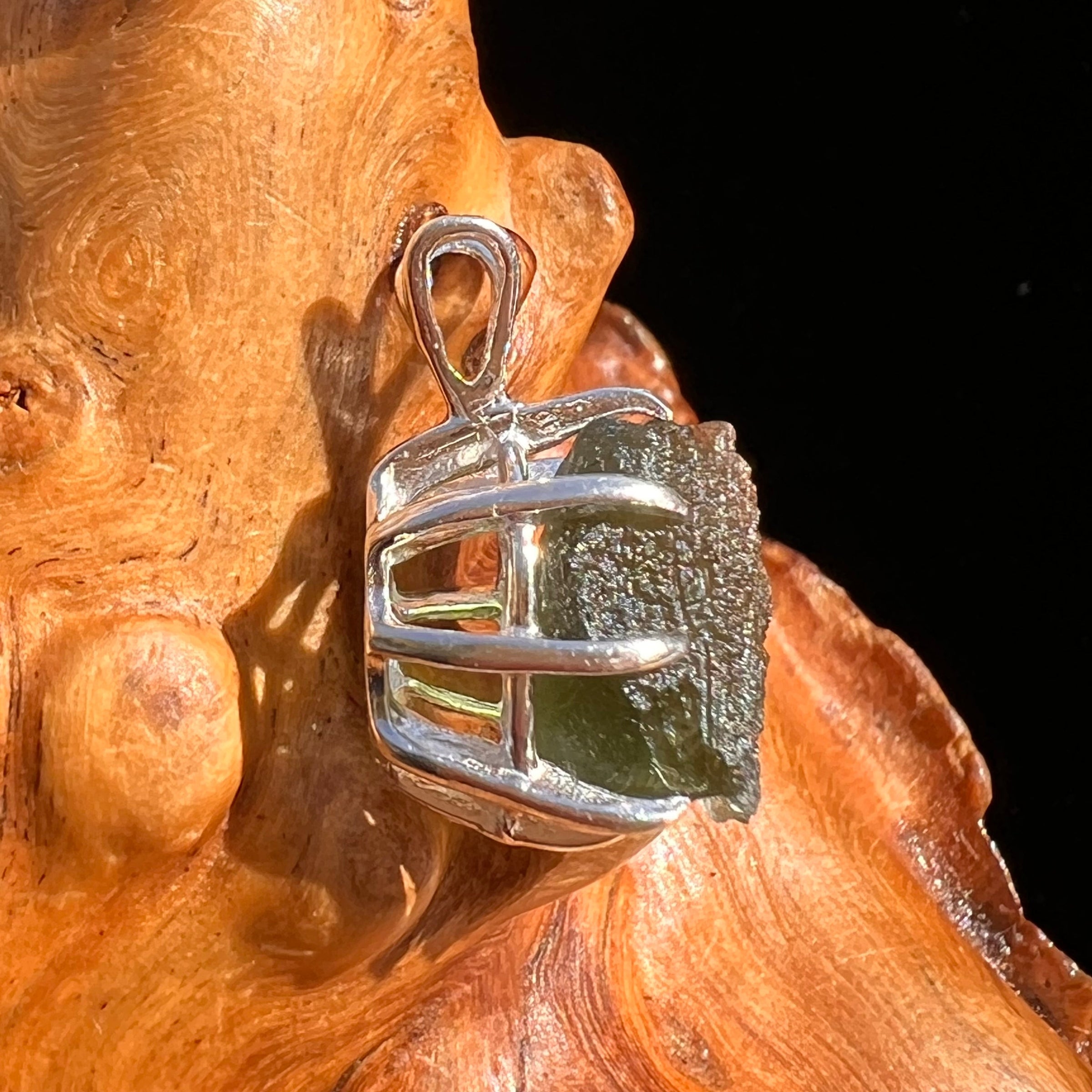 Moldavite Pendant Sterling Silver #5898-Moldavite Life