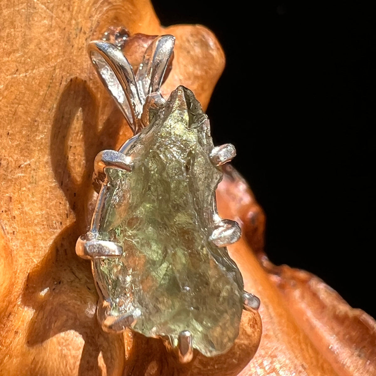 Moldavite Pendant Sterling Silver #5898A-Moldavite Life