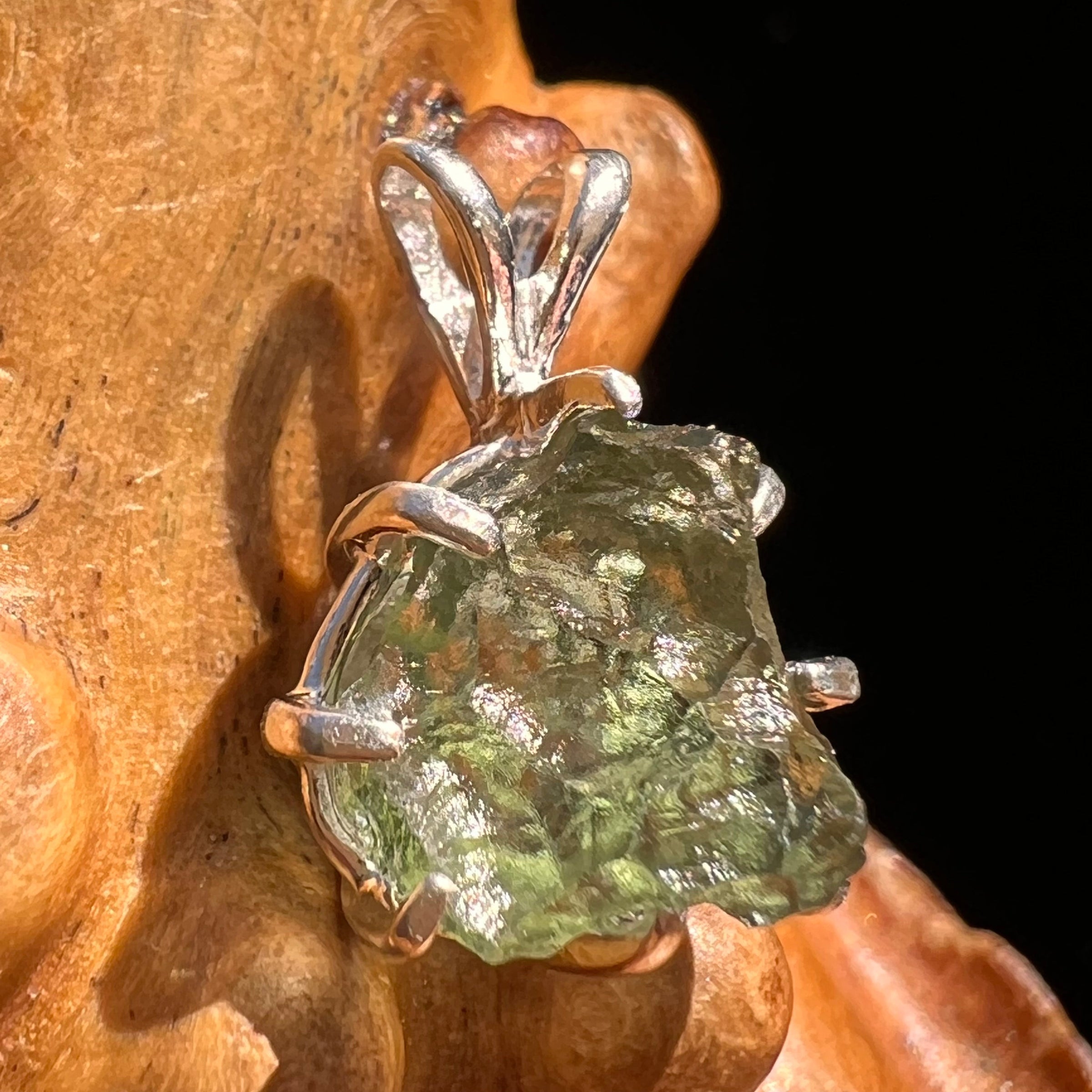 Moldavite Pendant Sterling Silver #5899A-Moldavite Life