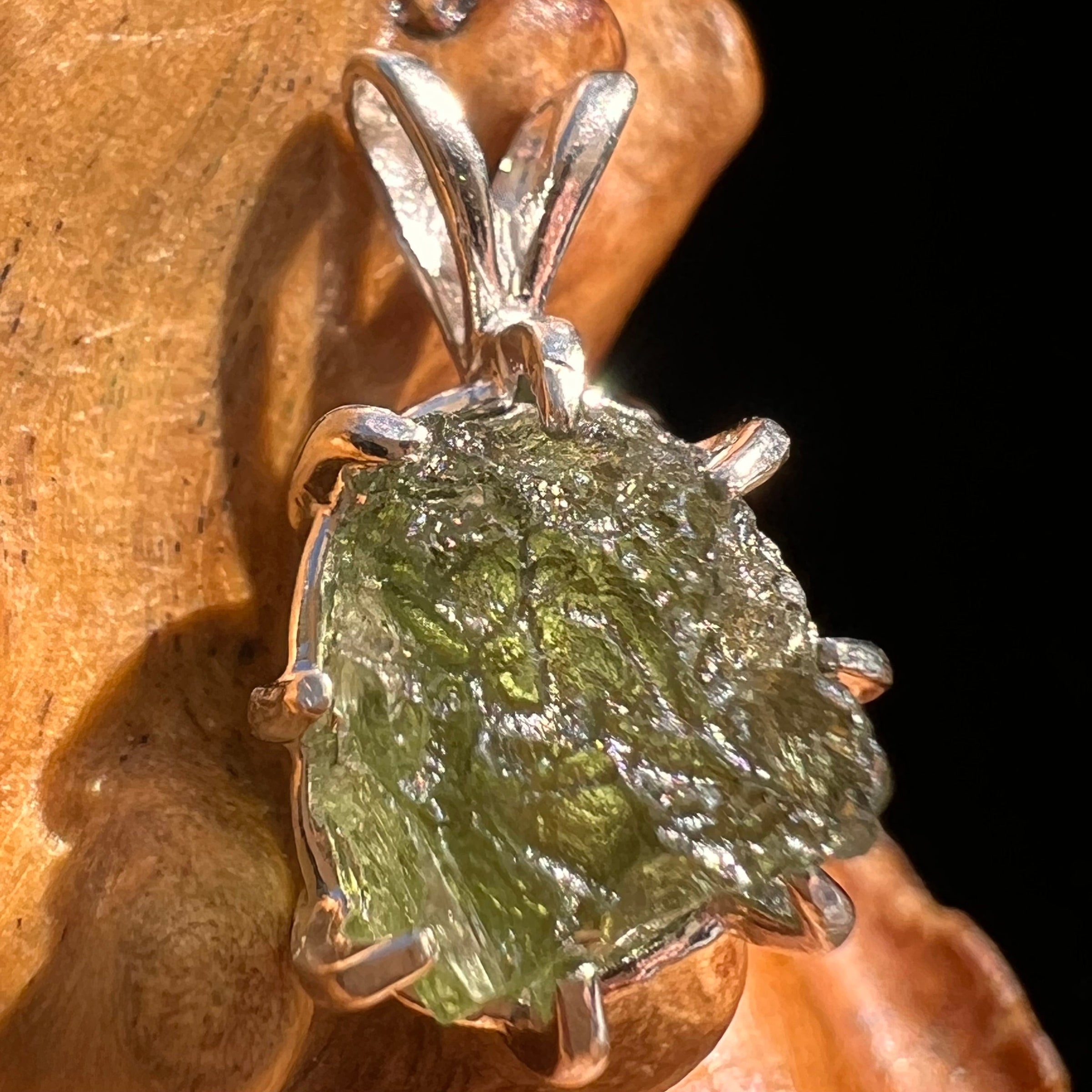 Moldavite Pendant Sterling Silver #5904A-Moldavite Life