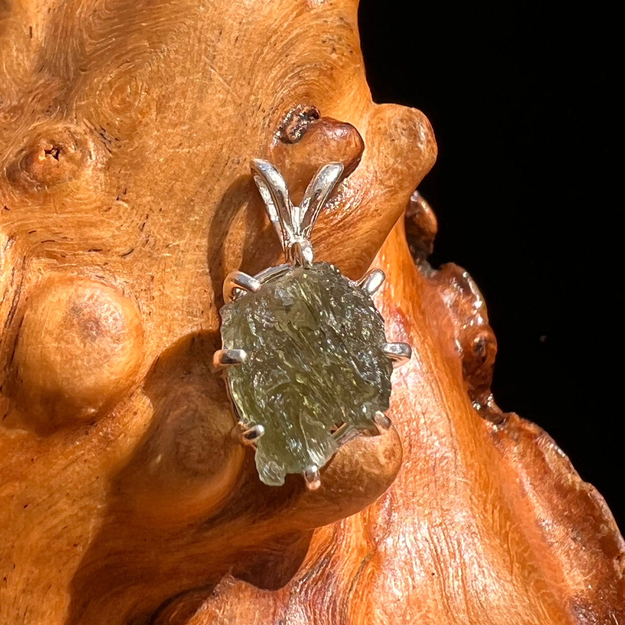 Moldavite Pendant Sterling Silver #5907A-Moldavite Life