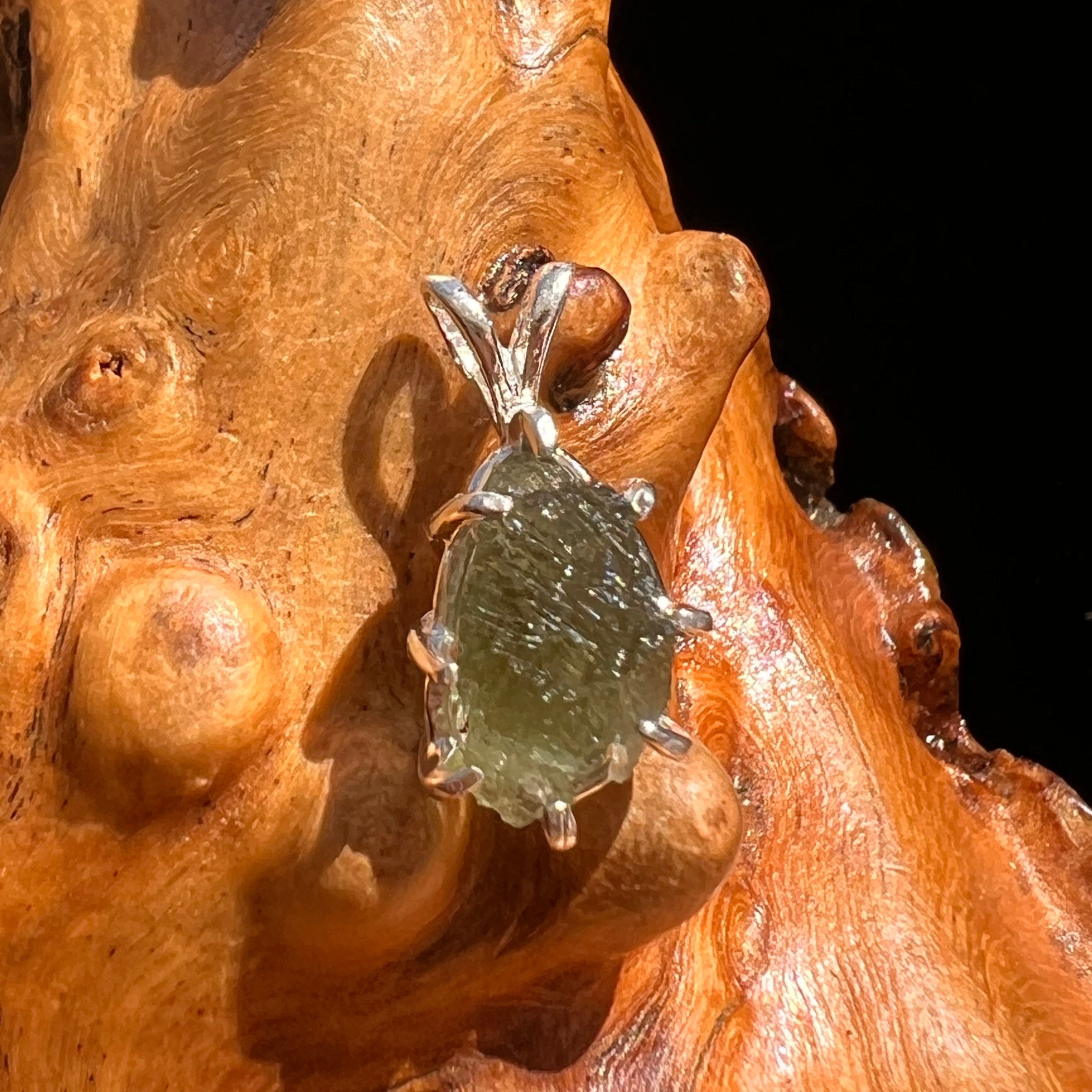 Moldavite Pendant Sterling Silver #5908A-Moldavite Life