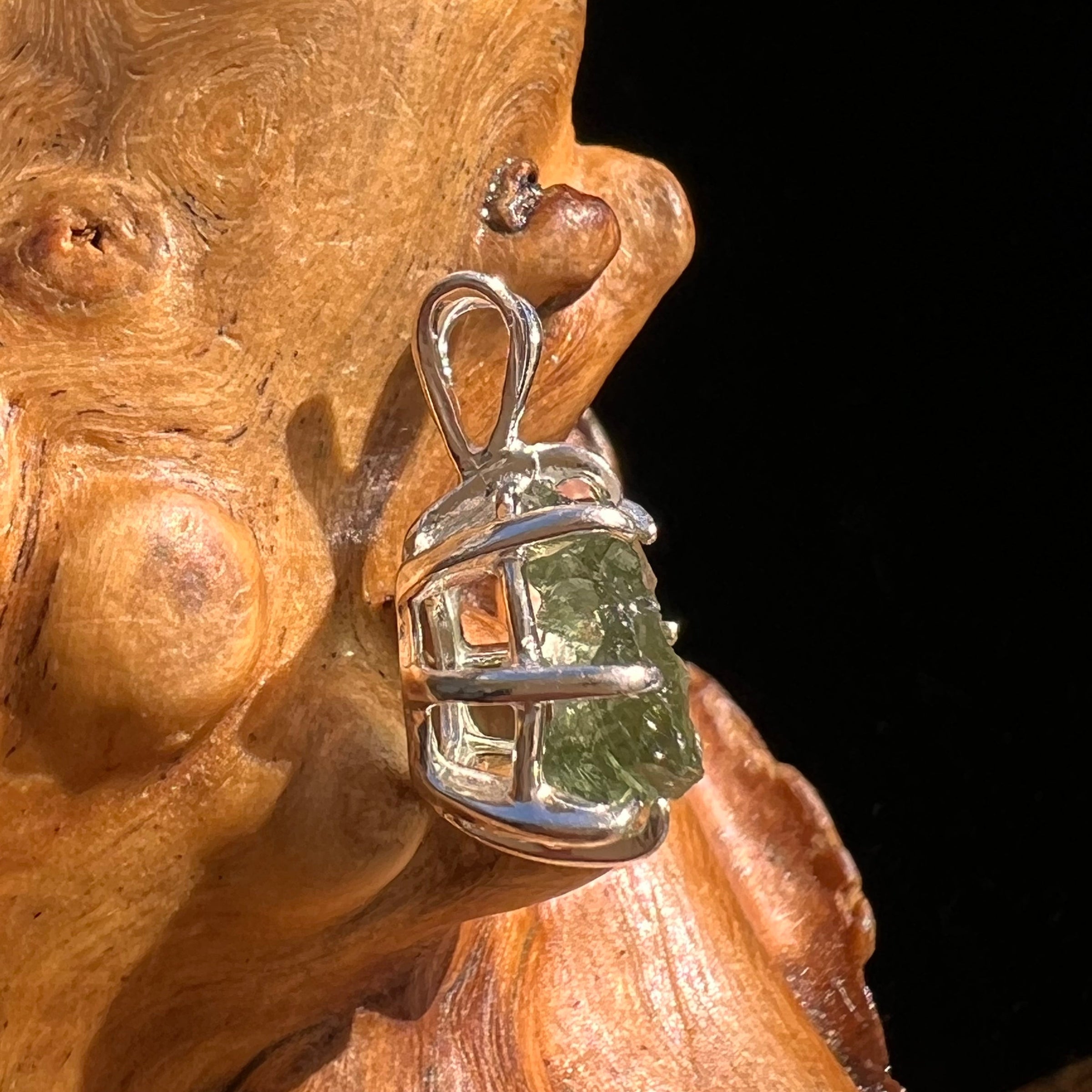 Moldavite Pendant Sterling Silver #5909A-Moldavite Life