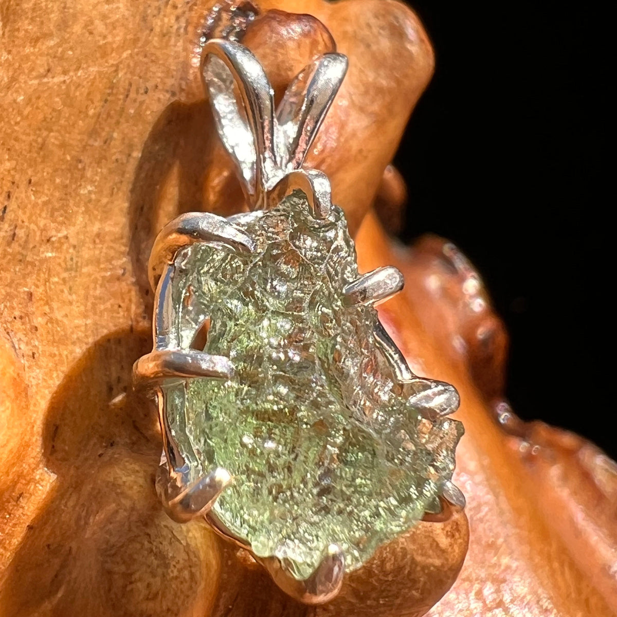 Moldavite Pendant Sterling Silver #5910A-Moldavite Life