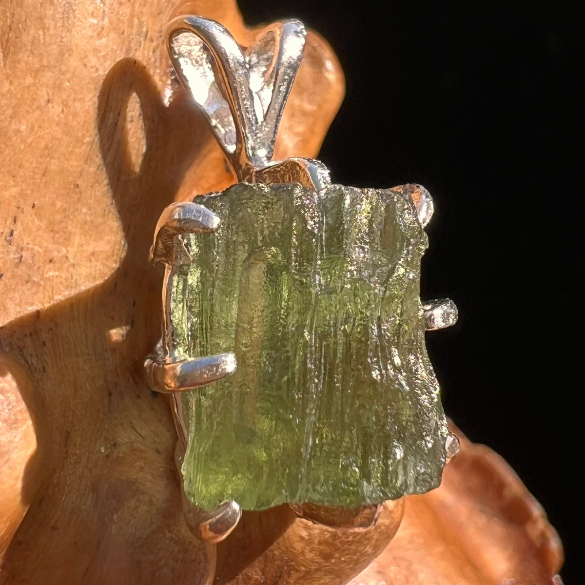 Moldavite Pendant Sterling Silver #5911-Moldavite Life