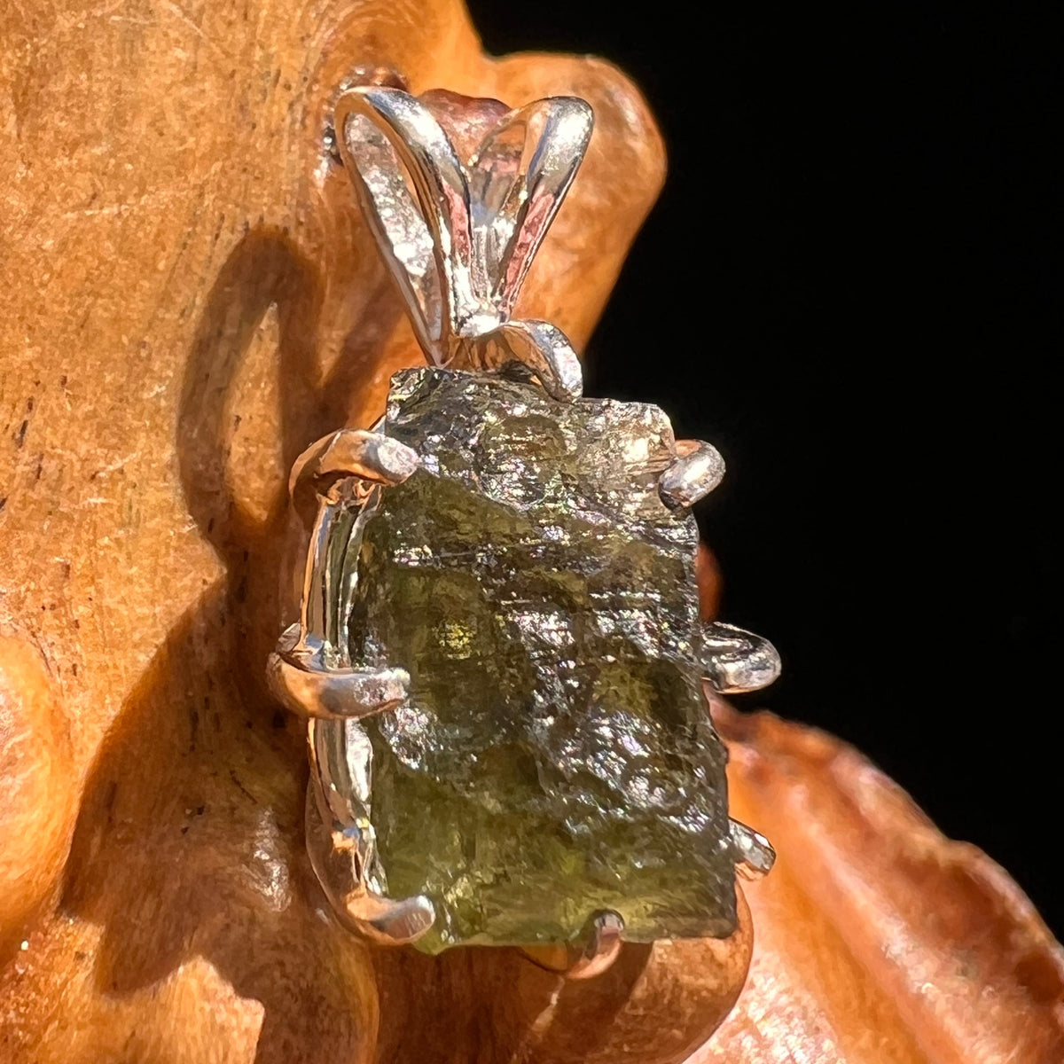 Moldavite Pendant Sterling Silver #5912A-Moldavite Life