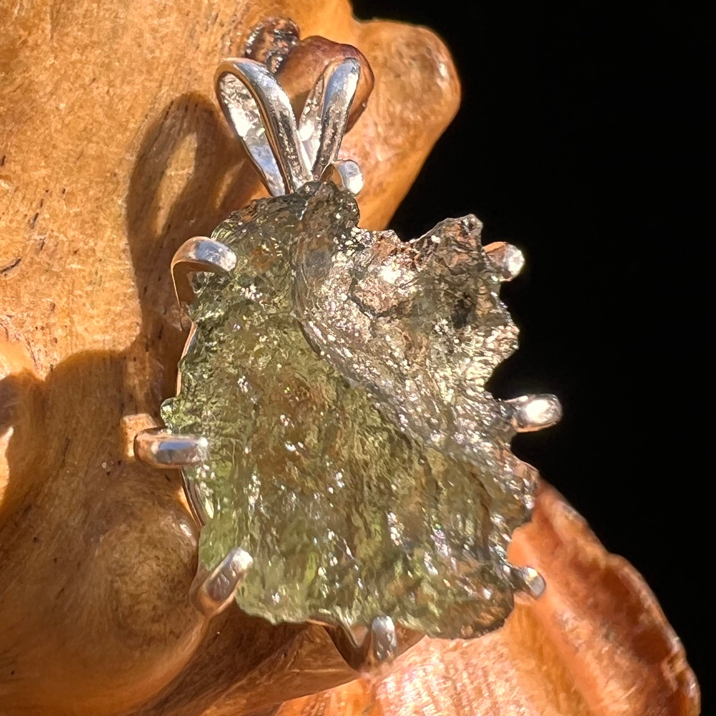 Moldavite Pendant Sterling Silver #5916-Moldavite Life