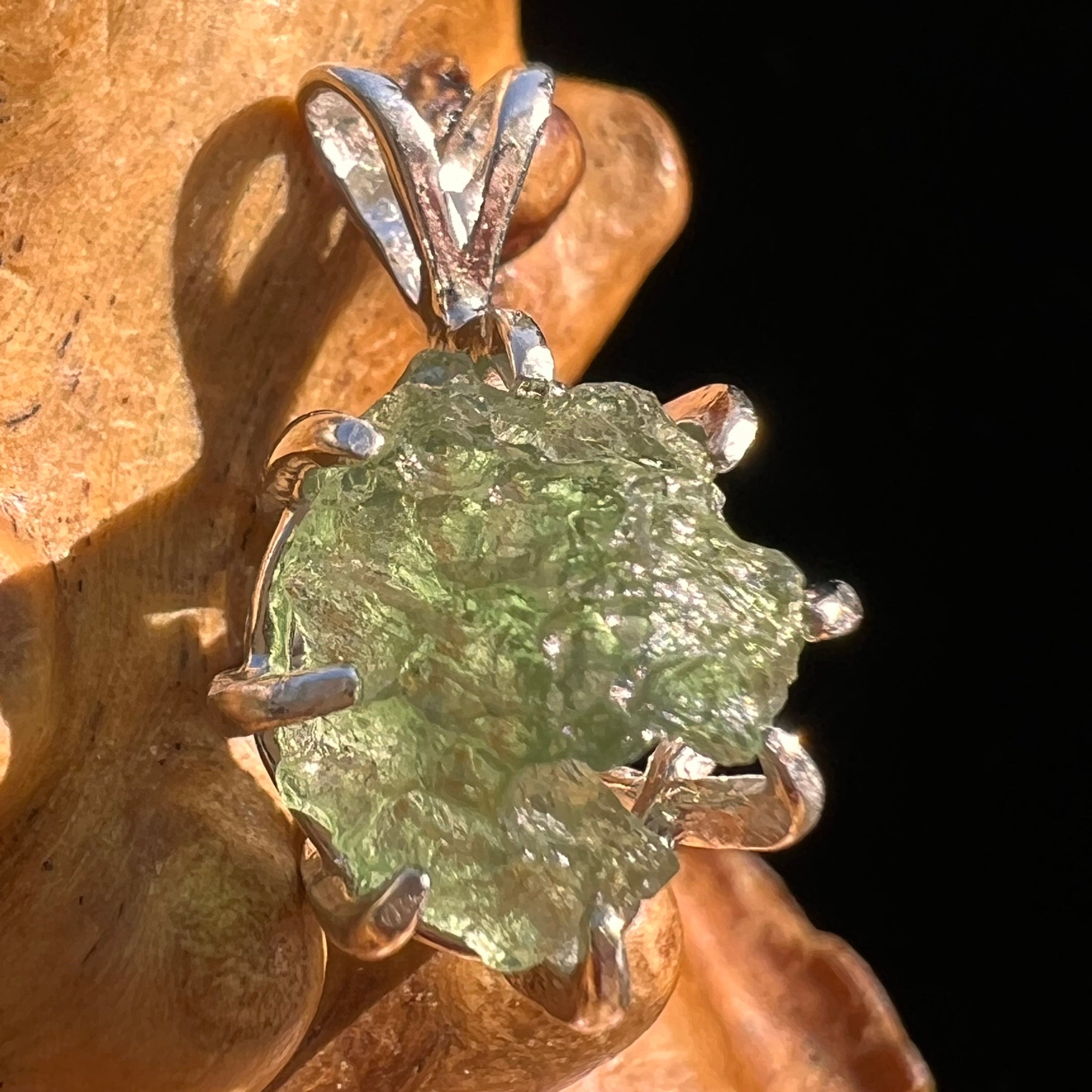 Moldavite Pendant Sterling Silver #5924-Moldavite Life