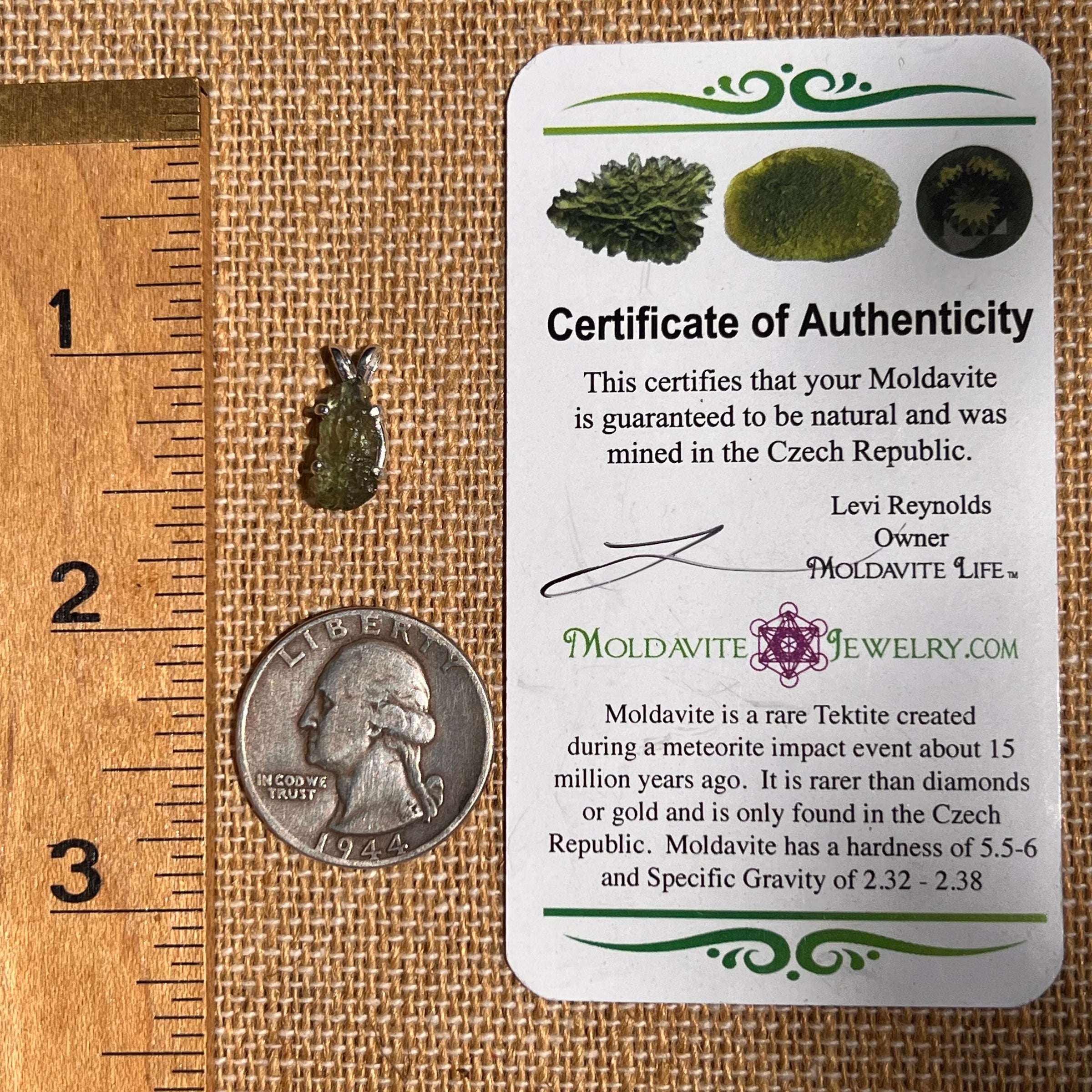 Moldavite Pendant Sterling Silver #7227-Moldavite Life