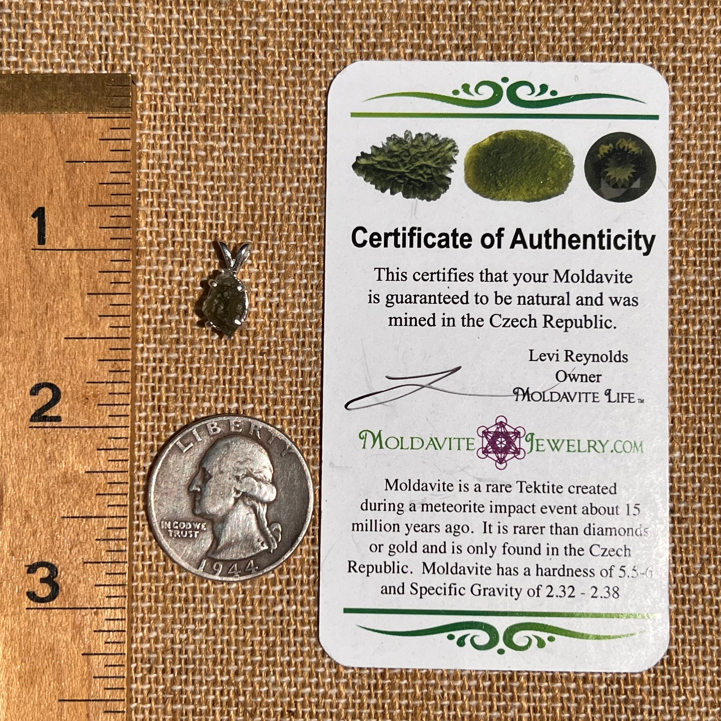 Moldavite Pendant Sterling Silver #7228-Moldavite Life