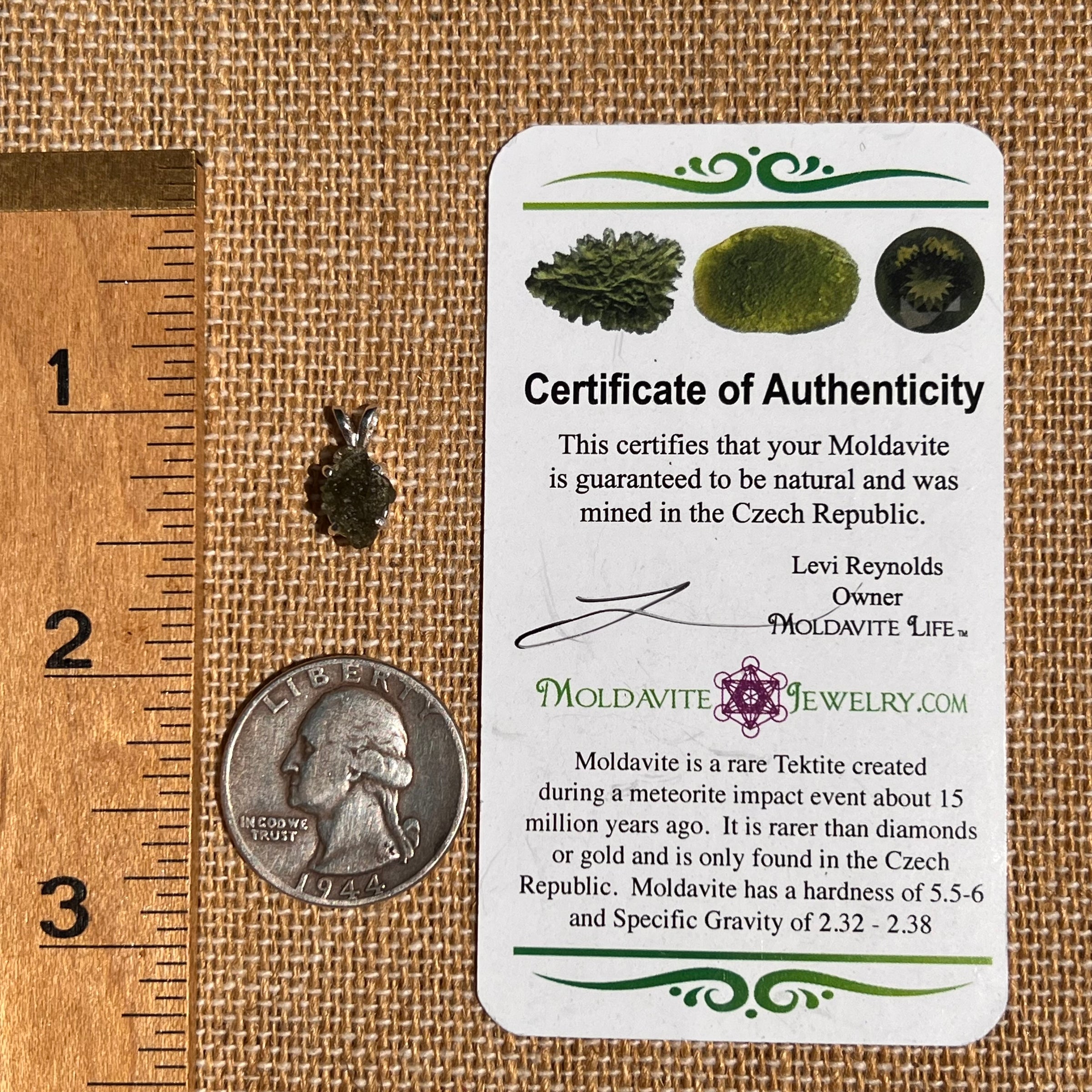 Moldavite Pendant Sterling Silver #7229-Moldavite Life