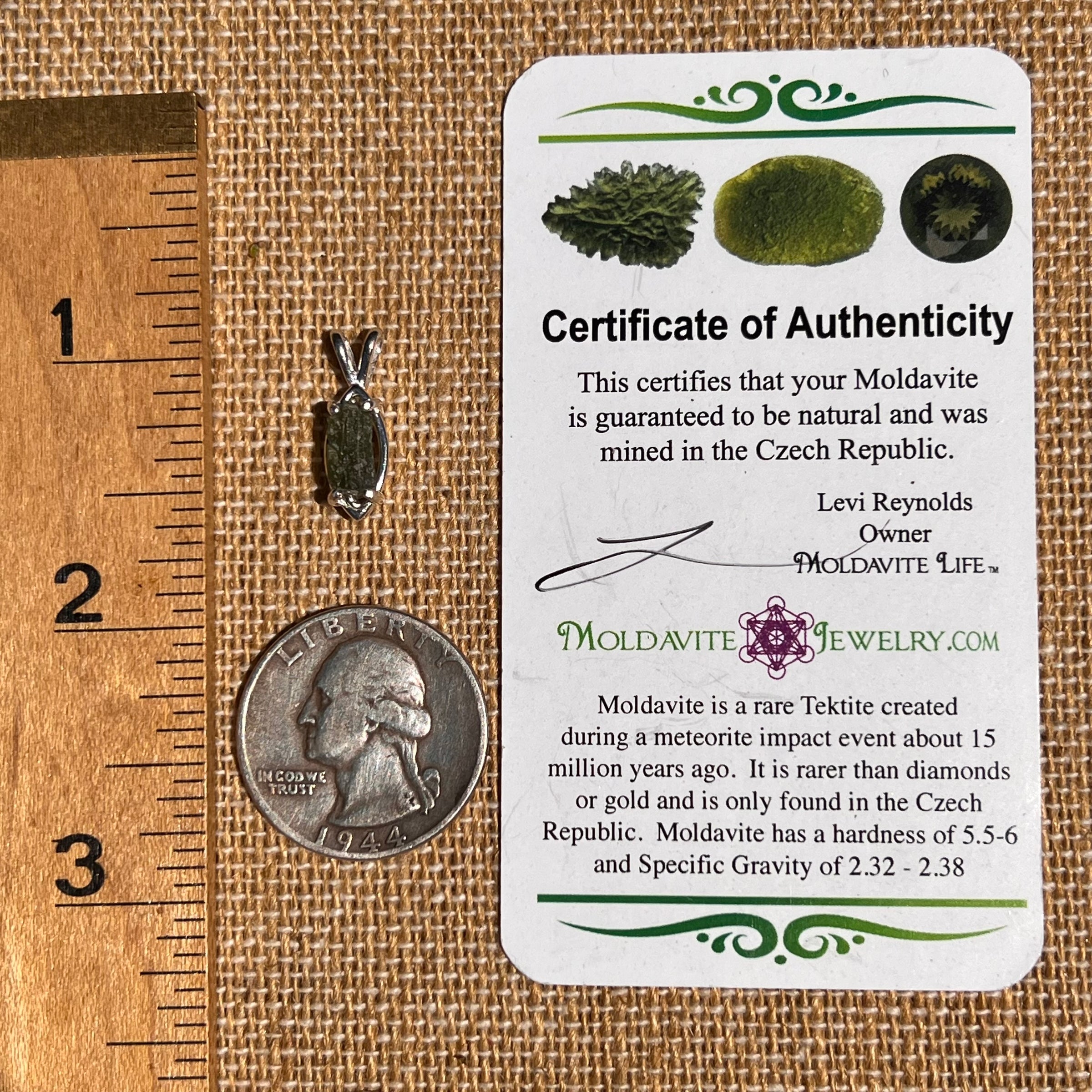 Moldavite Pendant Sterling Silver #7233-Moldavite Life