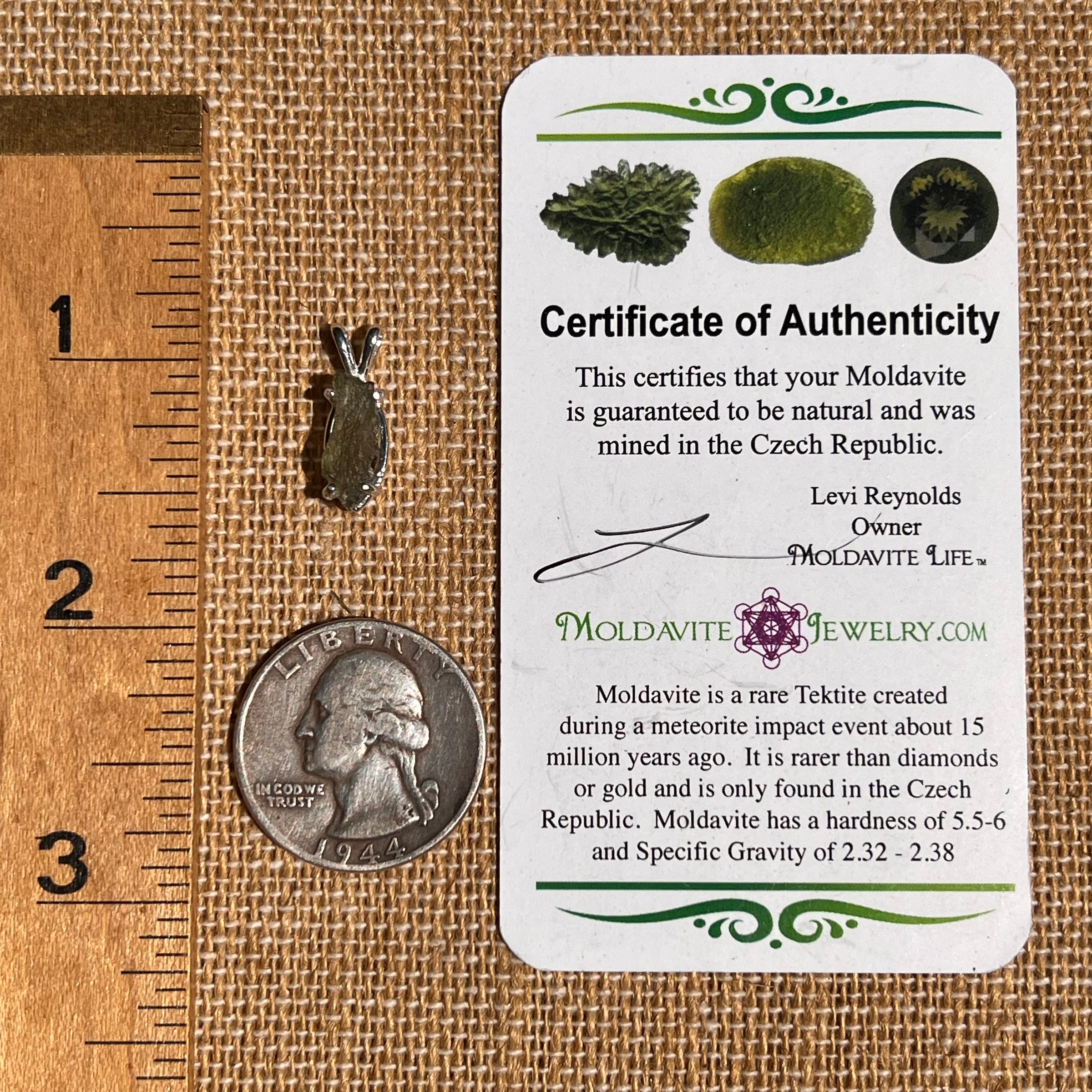 Moldavite Pendant Sterling Silver #7237-Moldavite Life