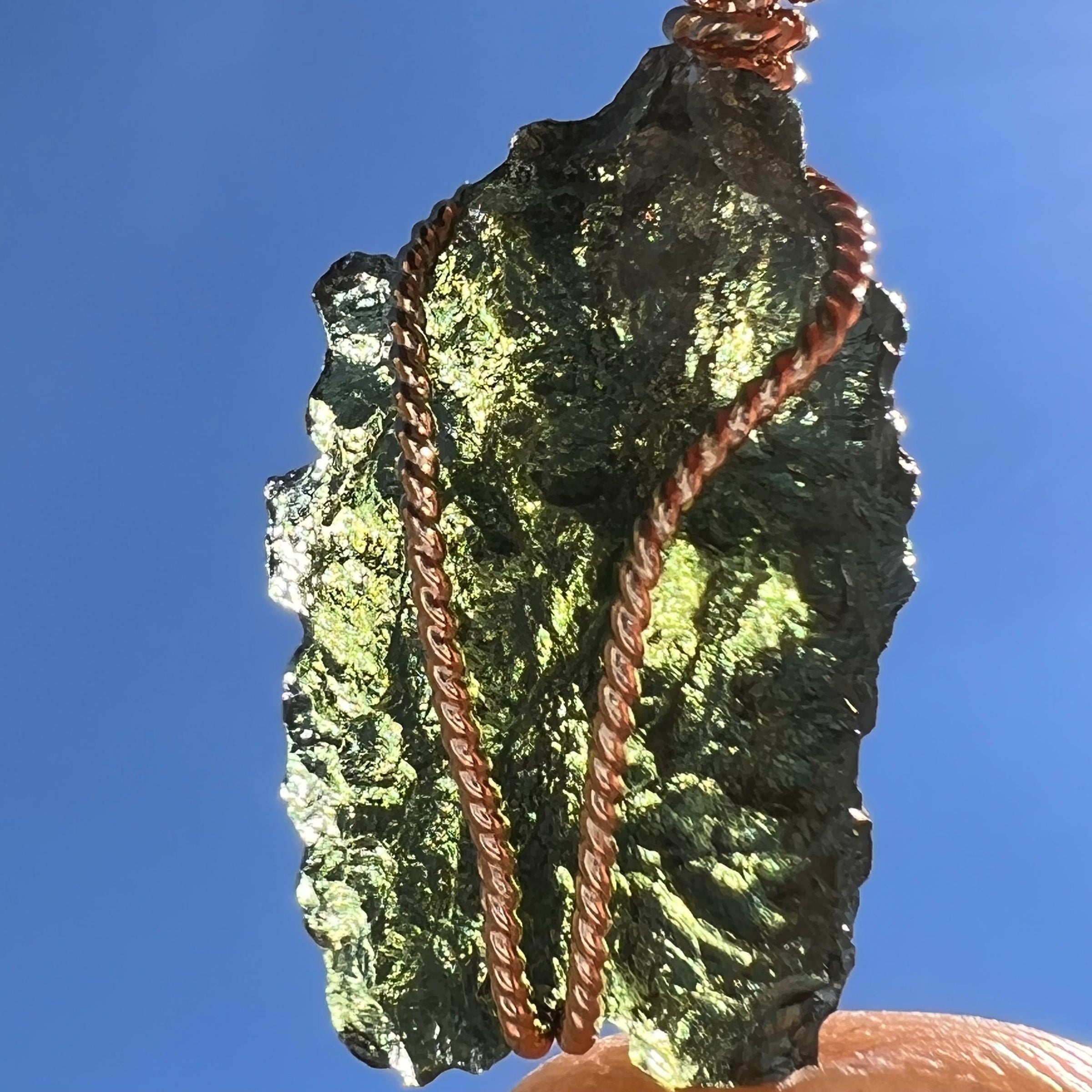 Moldavite Pendant Wire Wrapped 14k Gold #5763-Moldavite Life