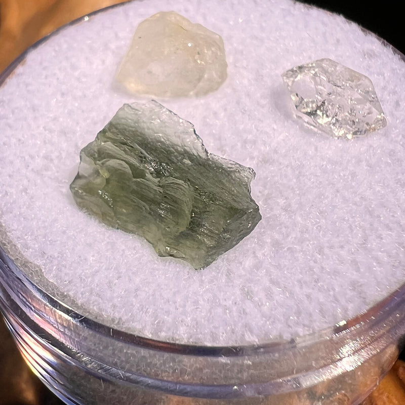 Moldavite, Phenakite, & Herkimer Diamond #100-Moldavite Life