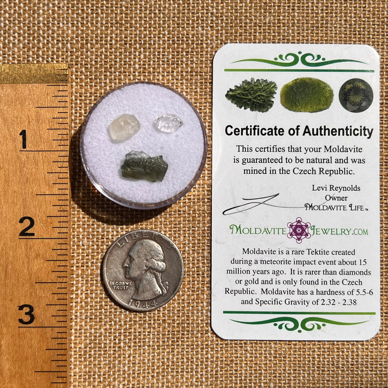 Moldavite, Phenakite, & Herkimer Diamond #100-Moldavite Life