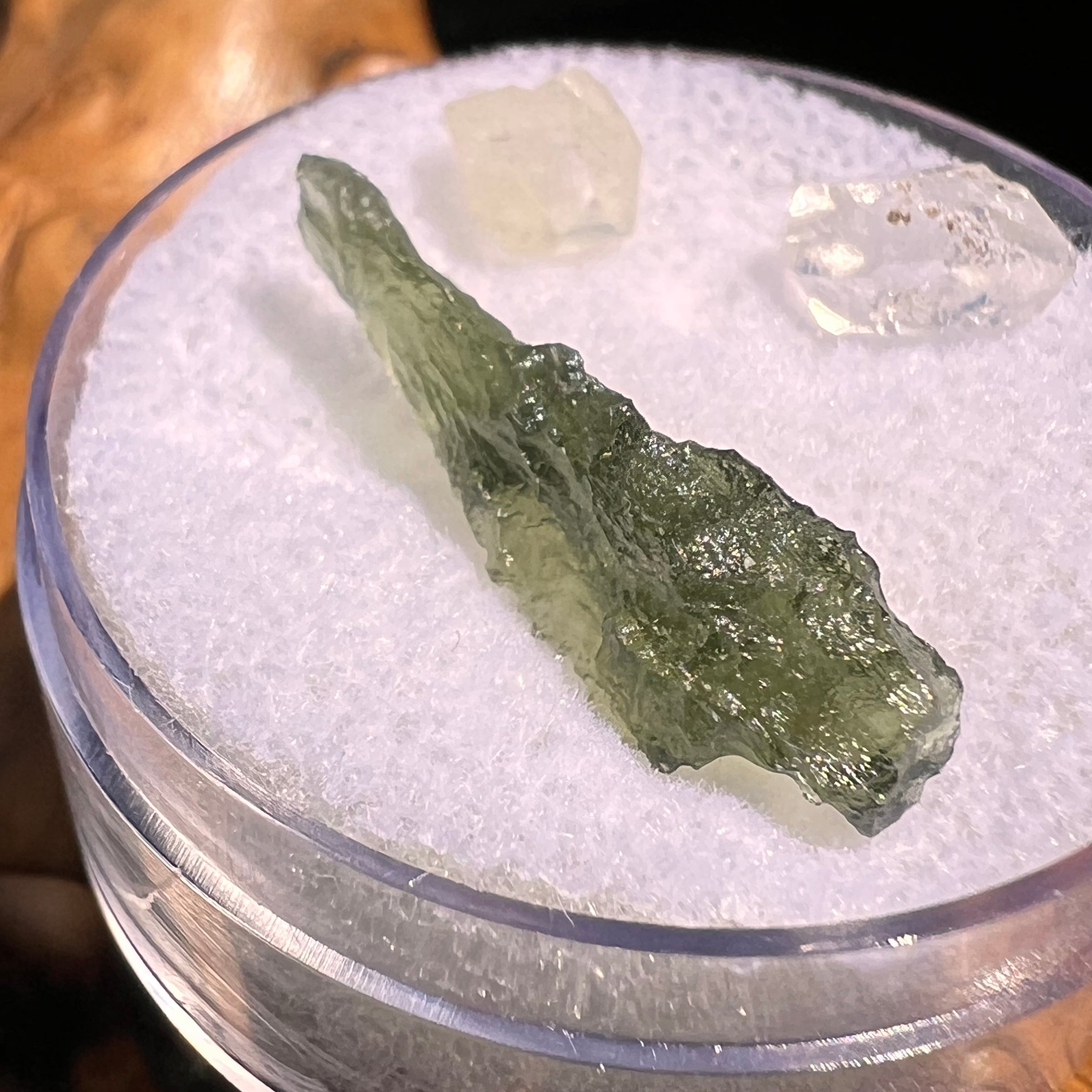 Moldavite, Phenakite, & Herkimer Diamond #101-Moldavite Life