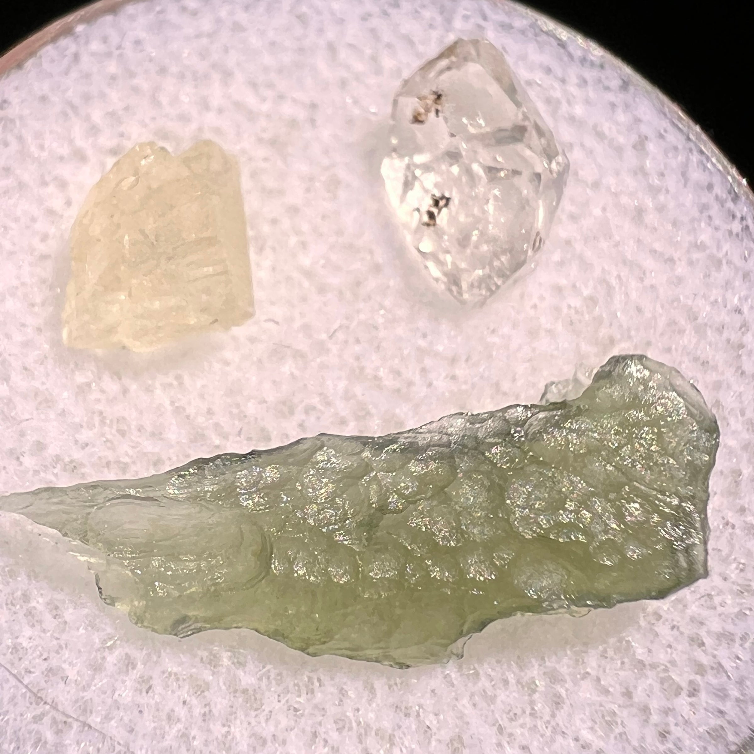 Moldavite, Phenakite, & Herkimer Diamond #102-Moldavite Life