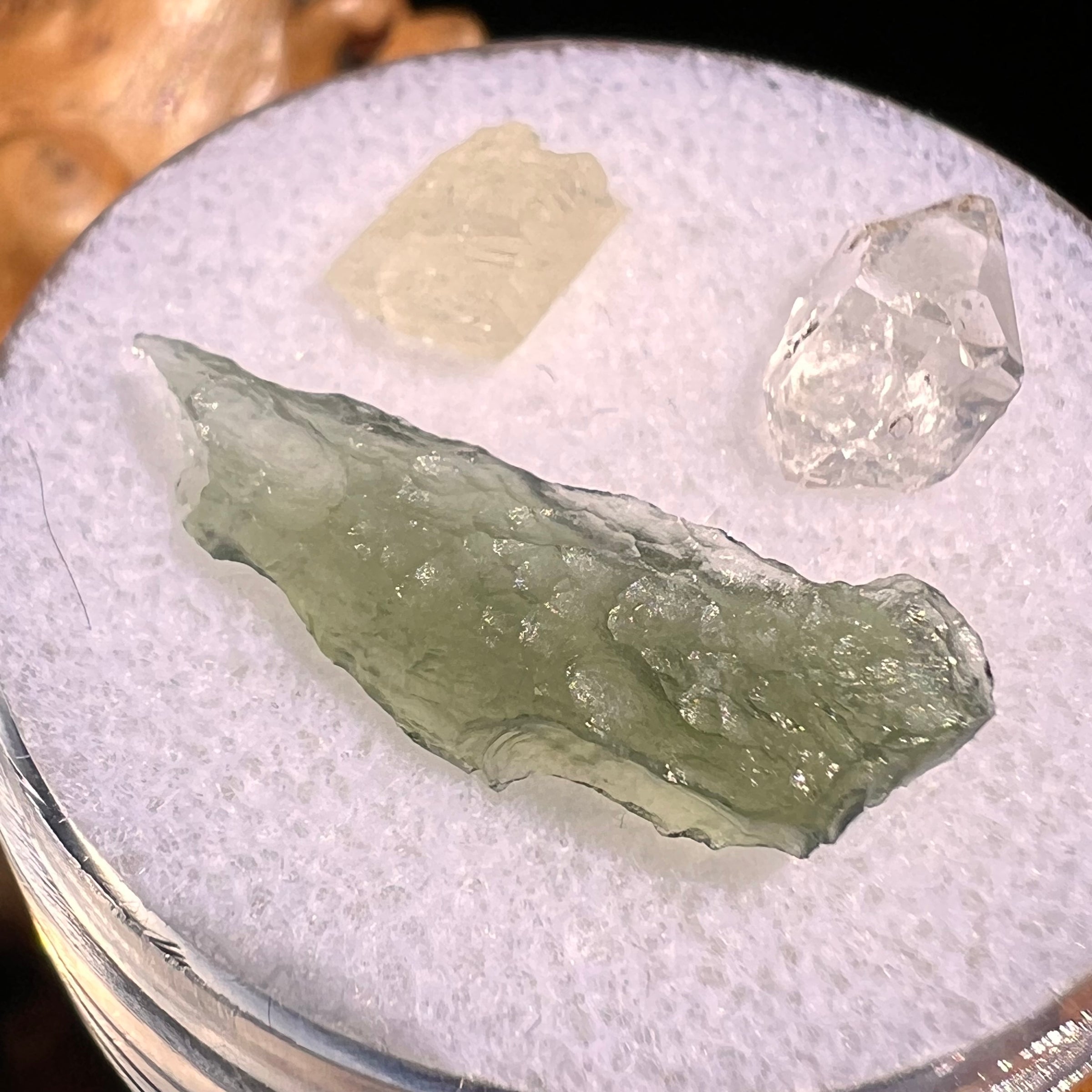 Moldavite, Phenakite, & Herkimer Diamond #102-Moldavite Life
