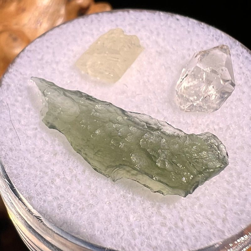Moldavite, Phenakite, & Herkimer Diamond #102-Moldavite Life