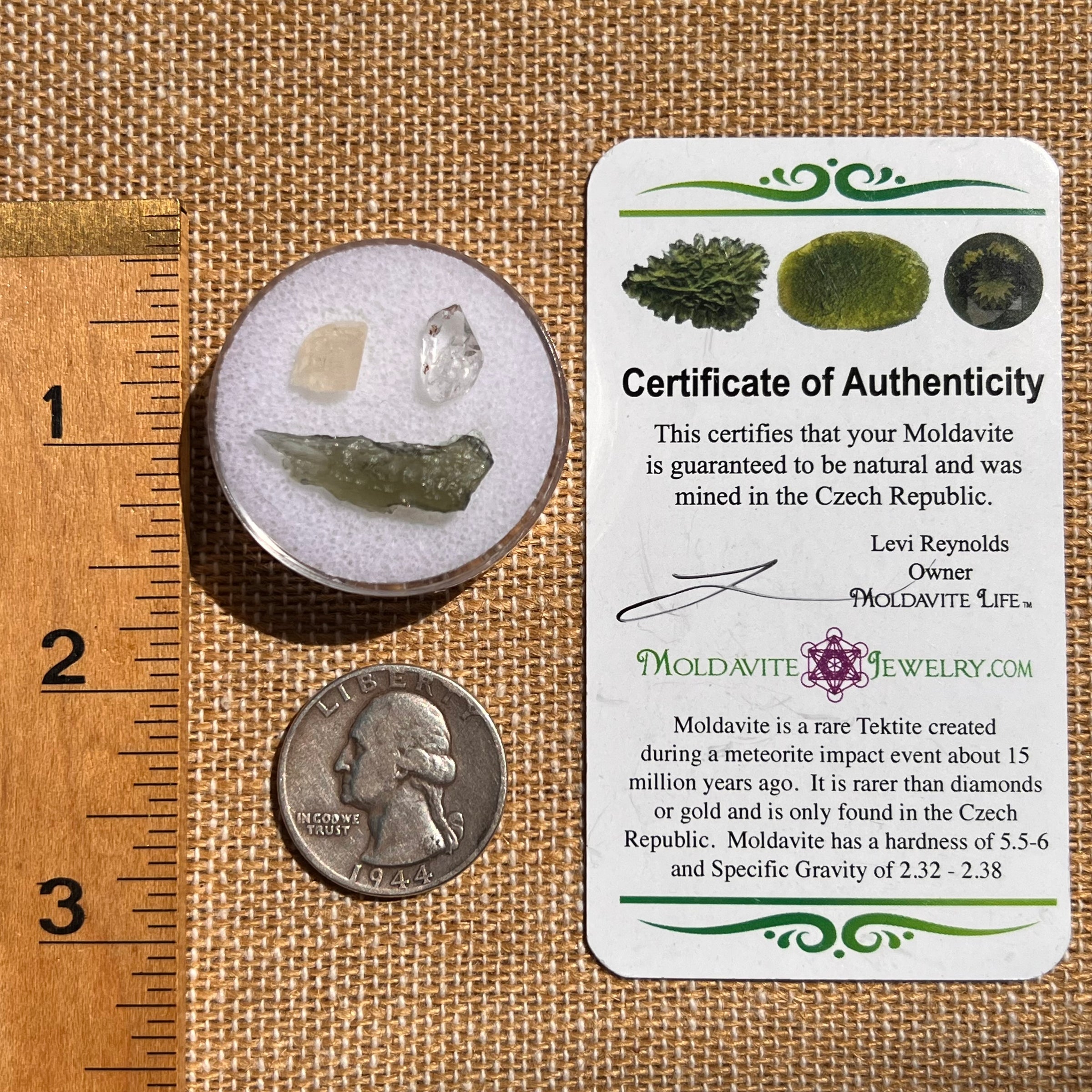 Moldavite, Phenakite, & Herkimer Diamond #102-Moldavite Life