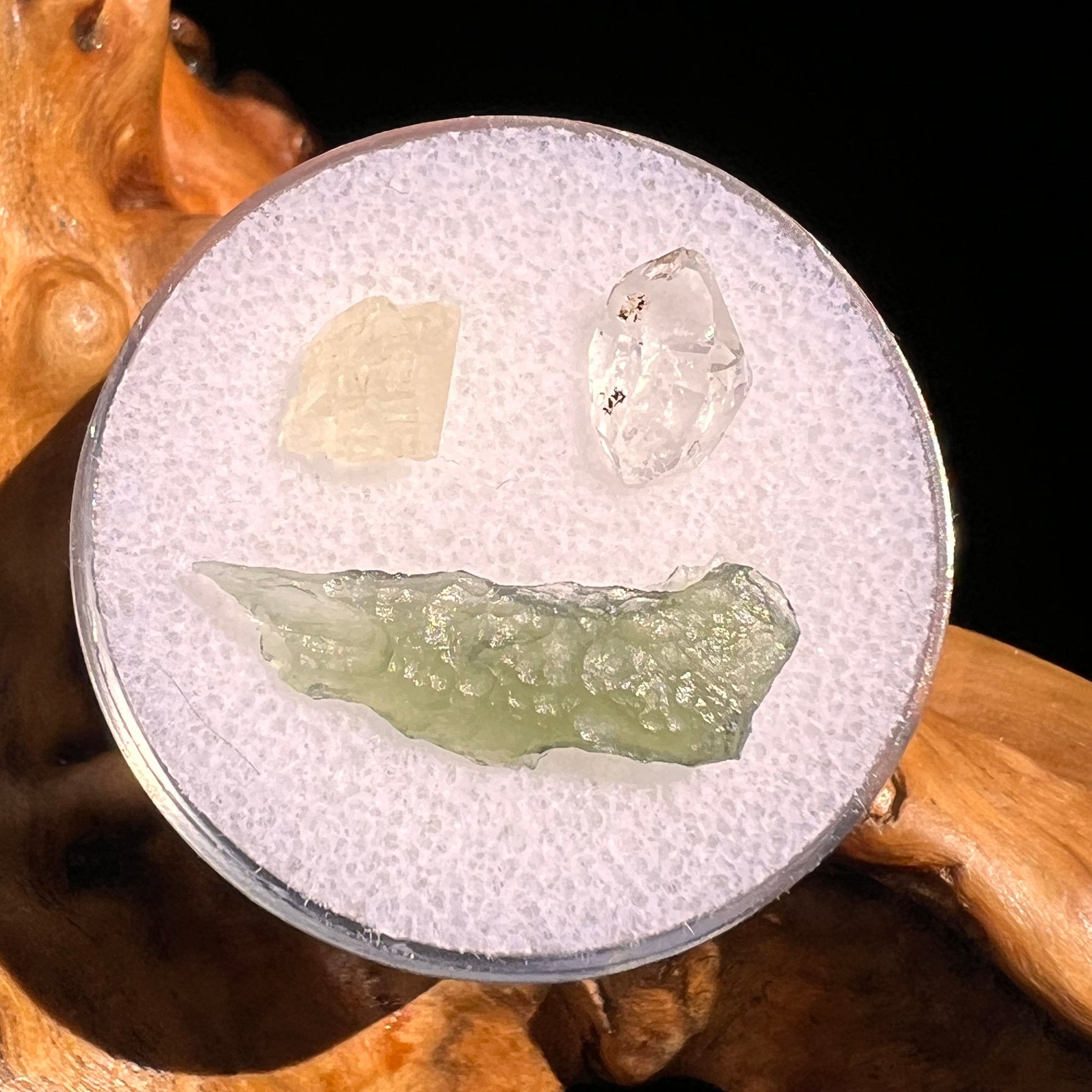 Moldavite, Phenakite, & Herkimer Diamond #102-Moldavite Life