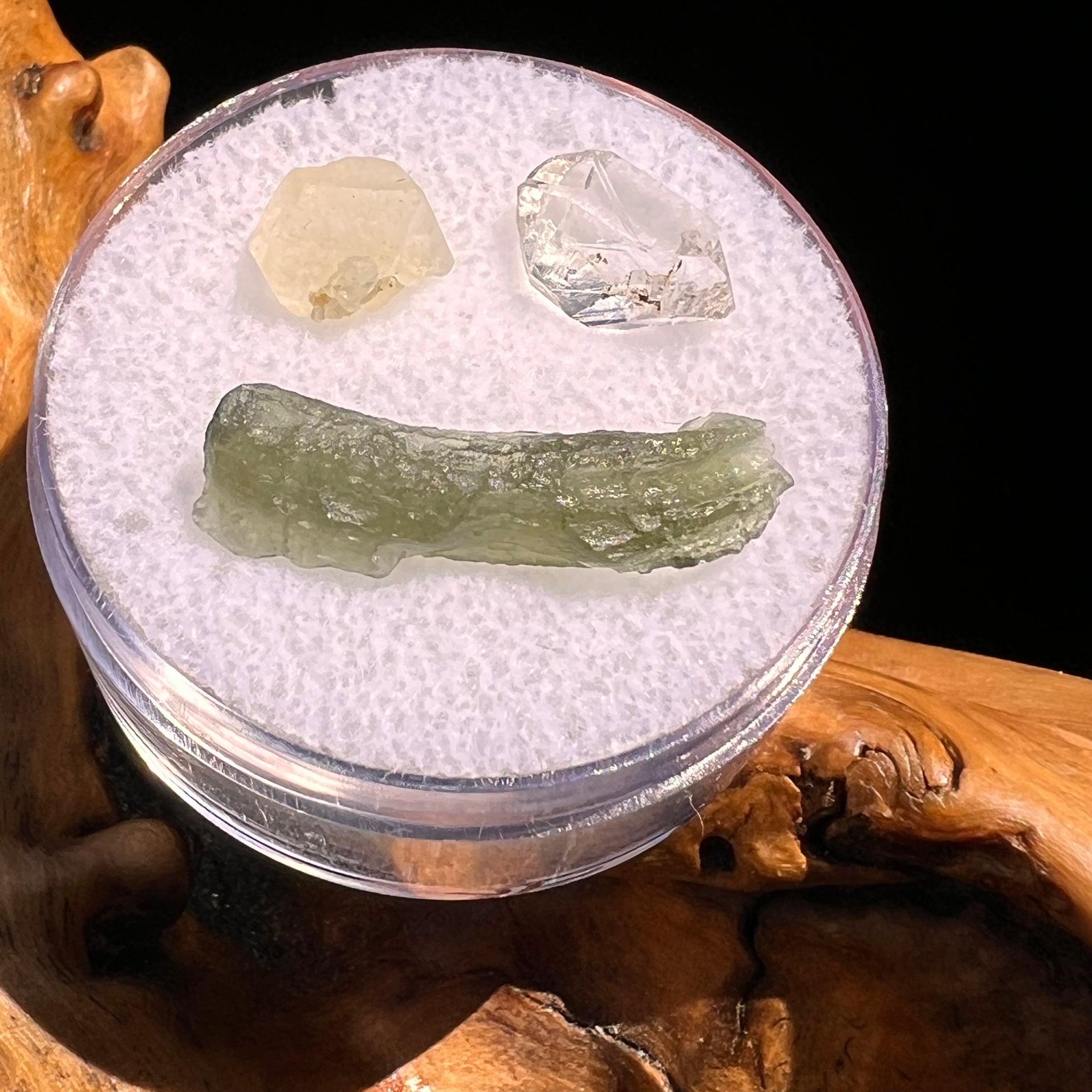 Moldavite, Phenakite, & Herkimer Diamond #103-Moldavite Life