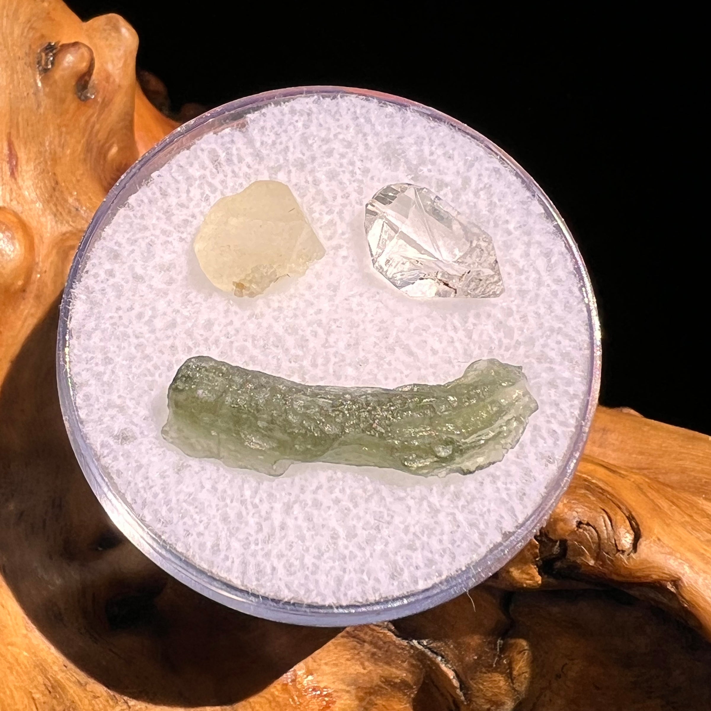 Moldavite, Phenakite, & Herkimer Diamond #103-Moldavite Life