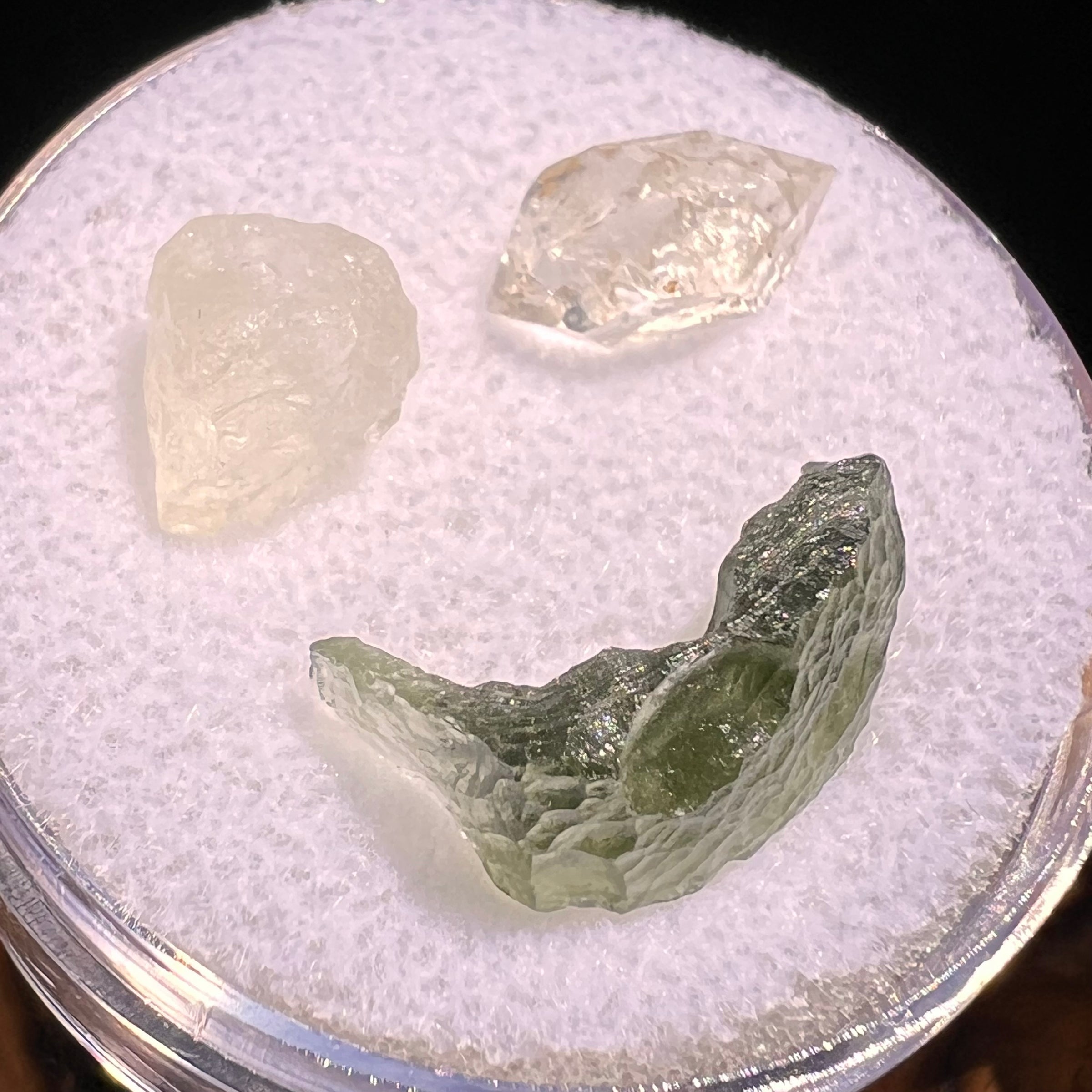 Moldavite, Phenakite, & Herkimer Diamond #104-Moldavite Life