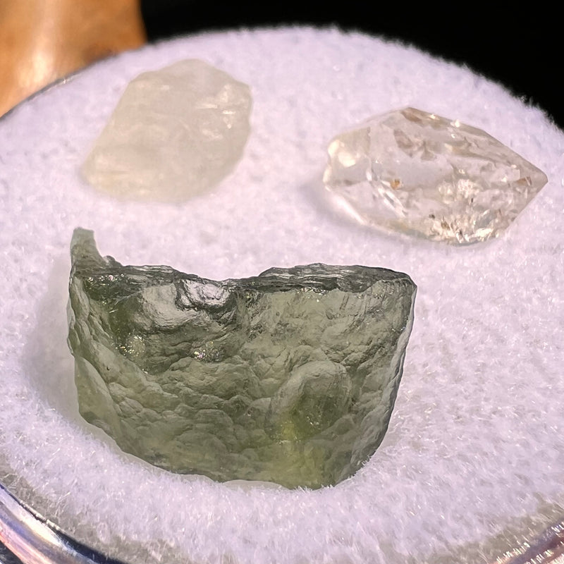 Moldavite, Phenakite, & Herkimer Diamond #104-Moldavite Life
