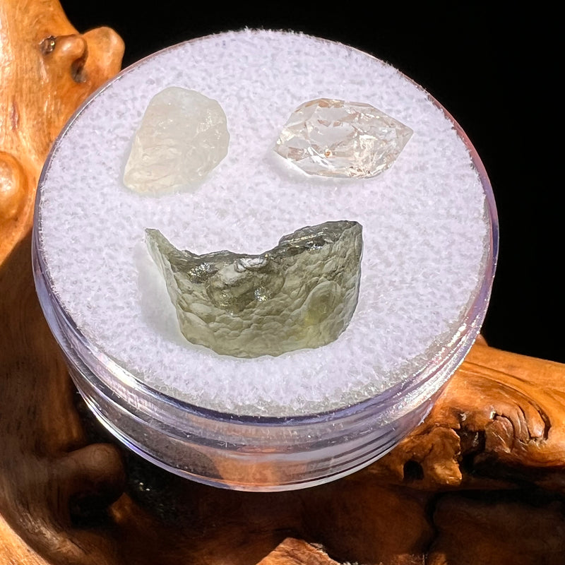 Moldavite, Phenakite, & Herkimer Diamond #104-Moldavite Life