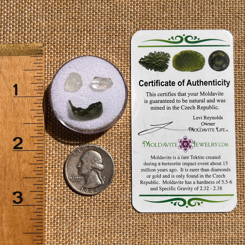 Moldavite, Phenakite, & Herkimer Diamond #104-Moldavite Life