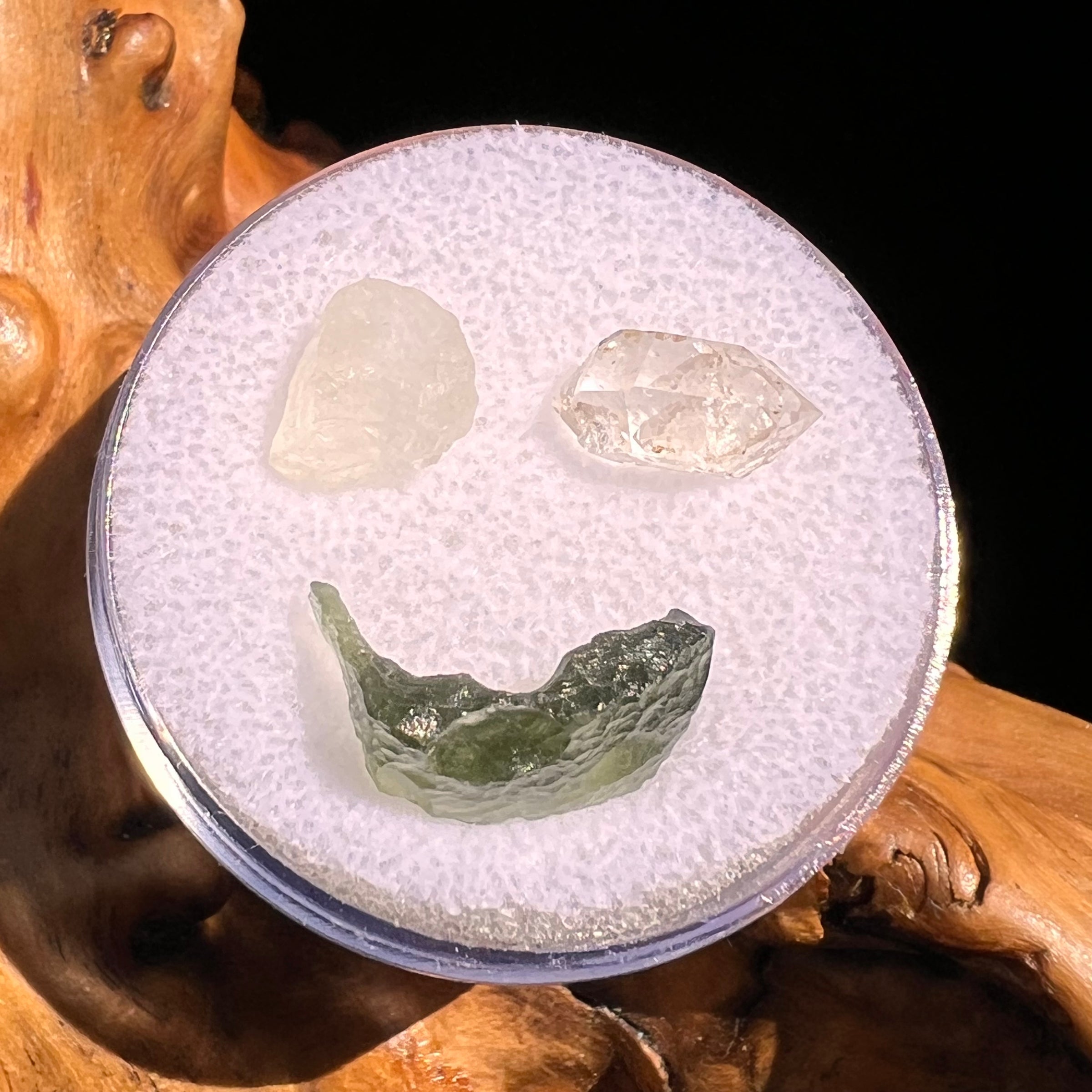 Moldavite, Phenakite, & Herkimer Diamond #104-Moldavite Life