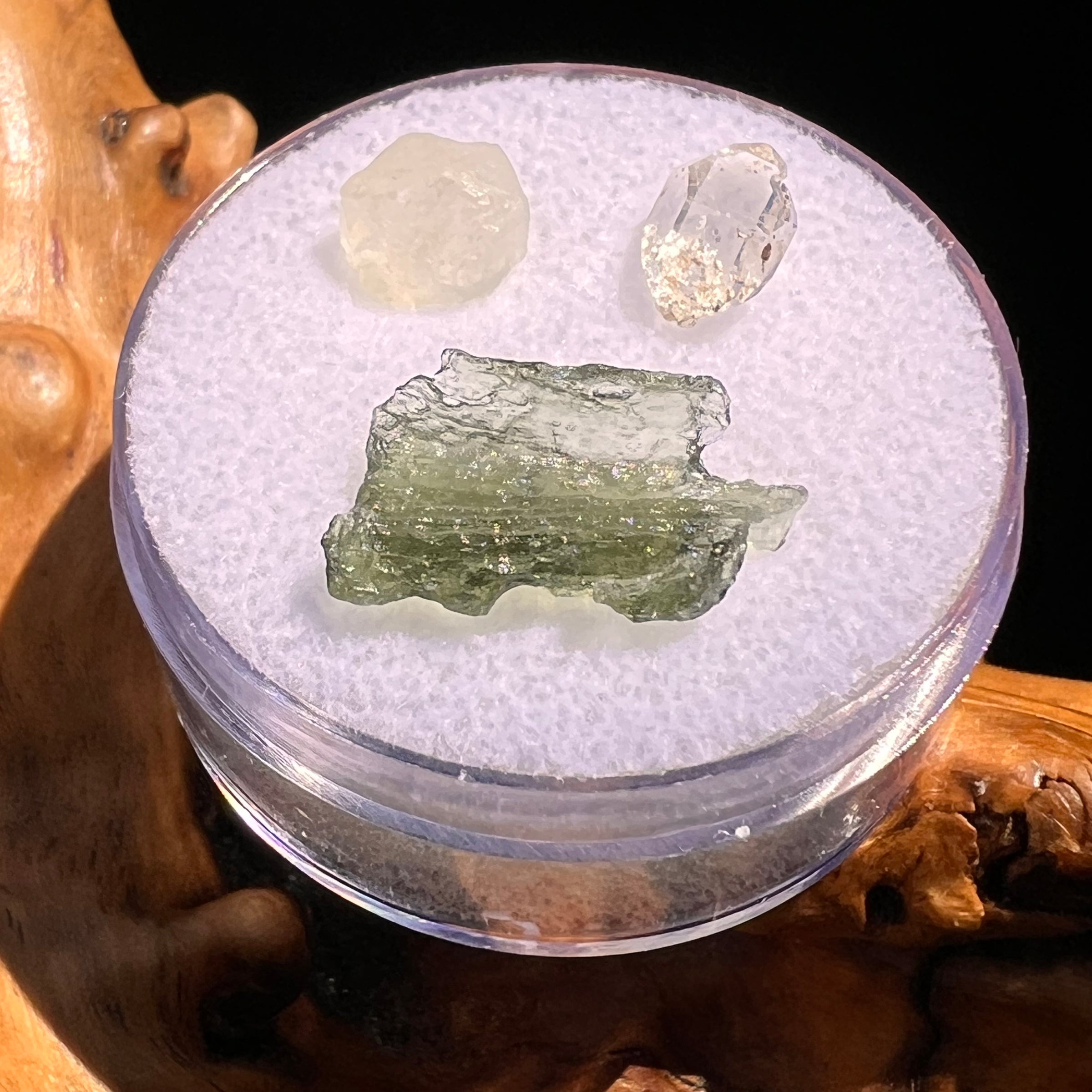 Moldavite, Phenakite, & Herkimer Diamond #105-Moldavite Life
