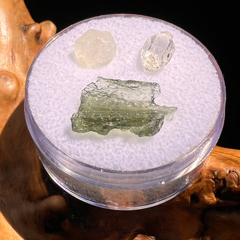 Moldavite, Phenakite, & Herkimer Diamond #105-Moldavite Life