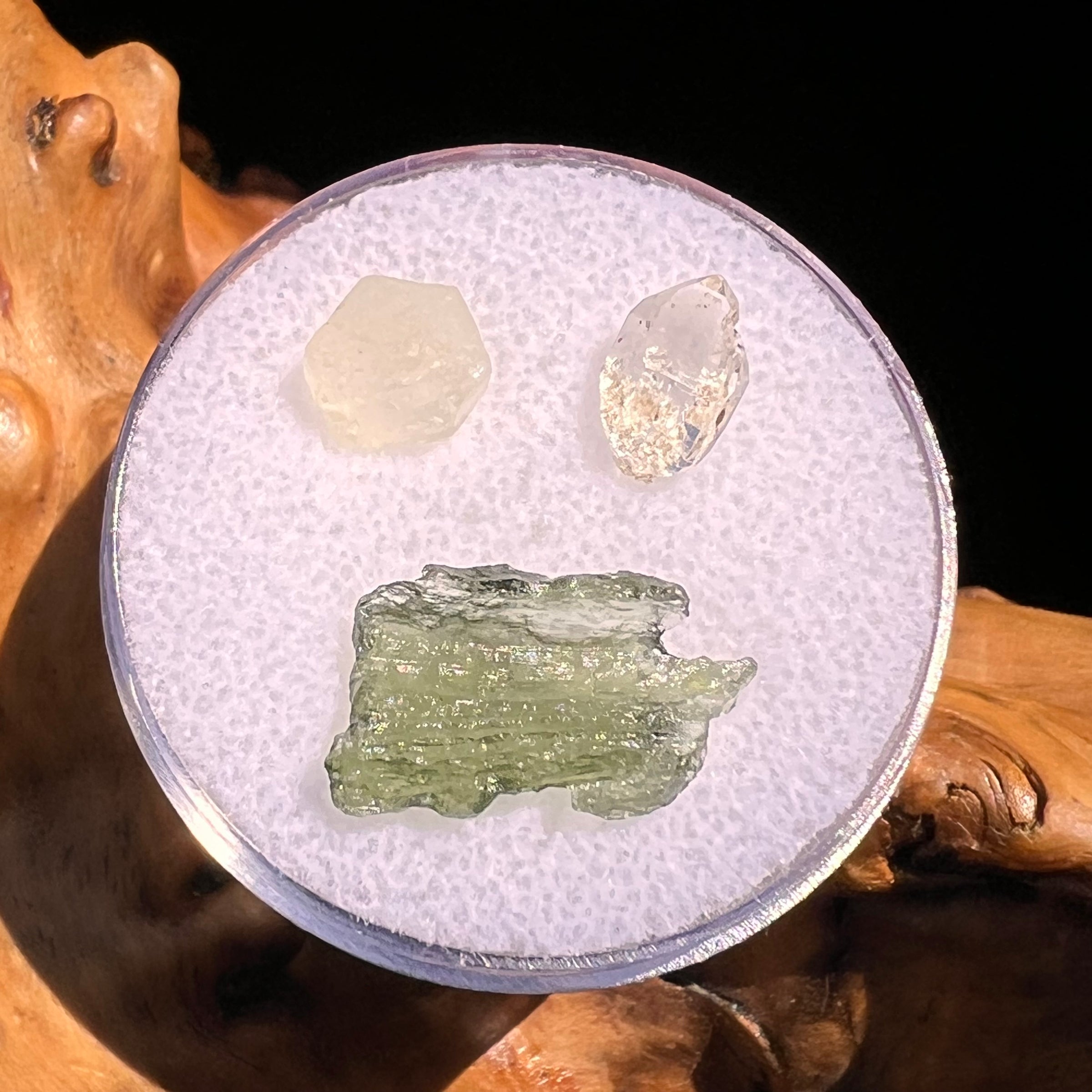 Moldavite, Phenakite, & Herkimer Diamond #105-Moldavite Life