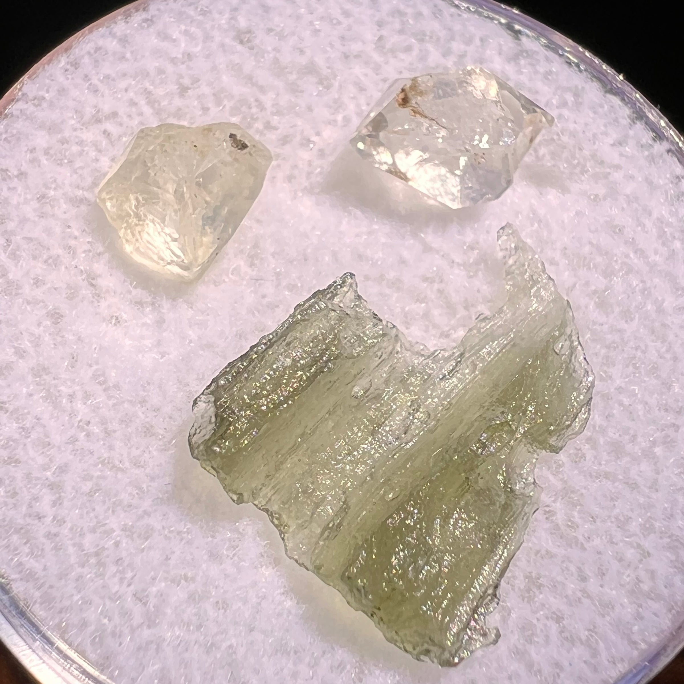 Moldavite, Phenakite, & Herkimer Diamond #106-Moldavite Life