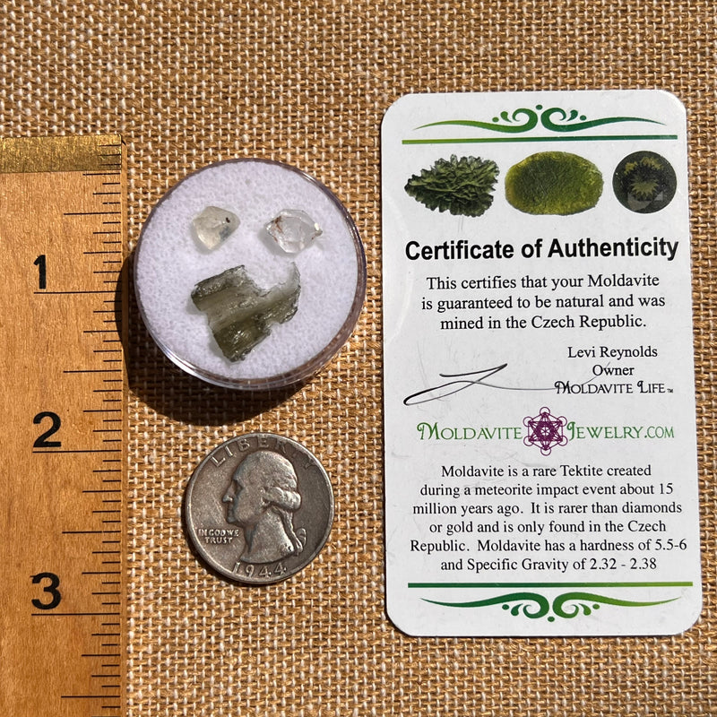 Moldavite, Phenakite, & Herkimer Diamond #106-Moldavite Life