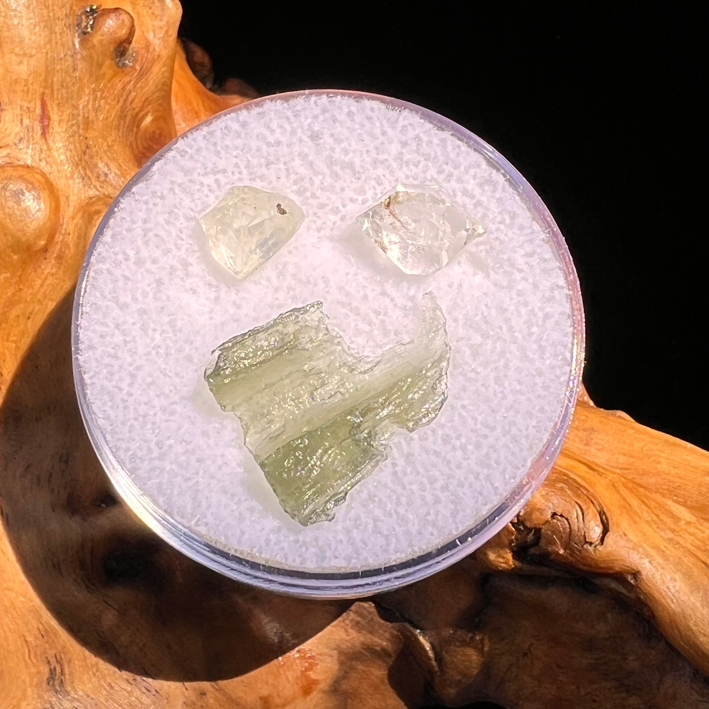 Moldavite, Phenakite, & Herkimer Diamond #106-Moldavite Life