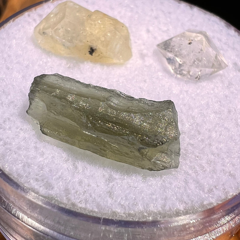 Moldavite, Phenakite, & Herkimer Diamond #108-Moldavite Life