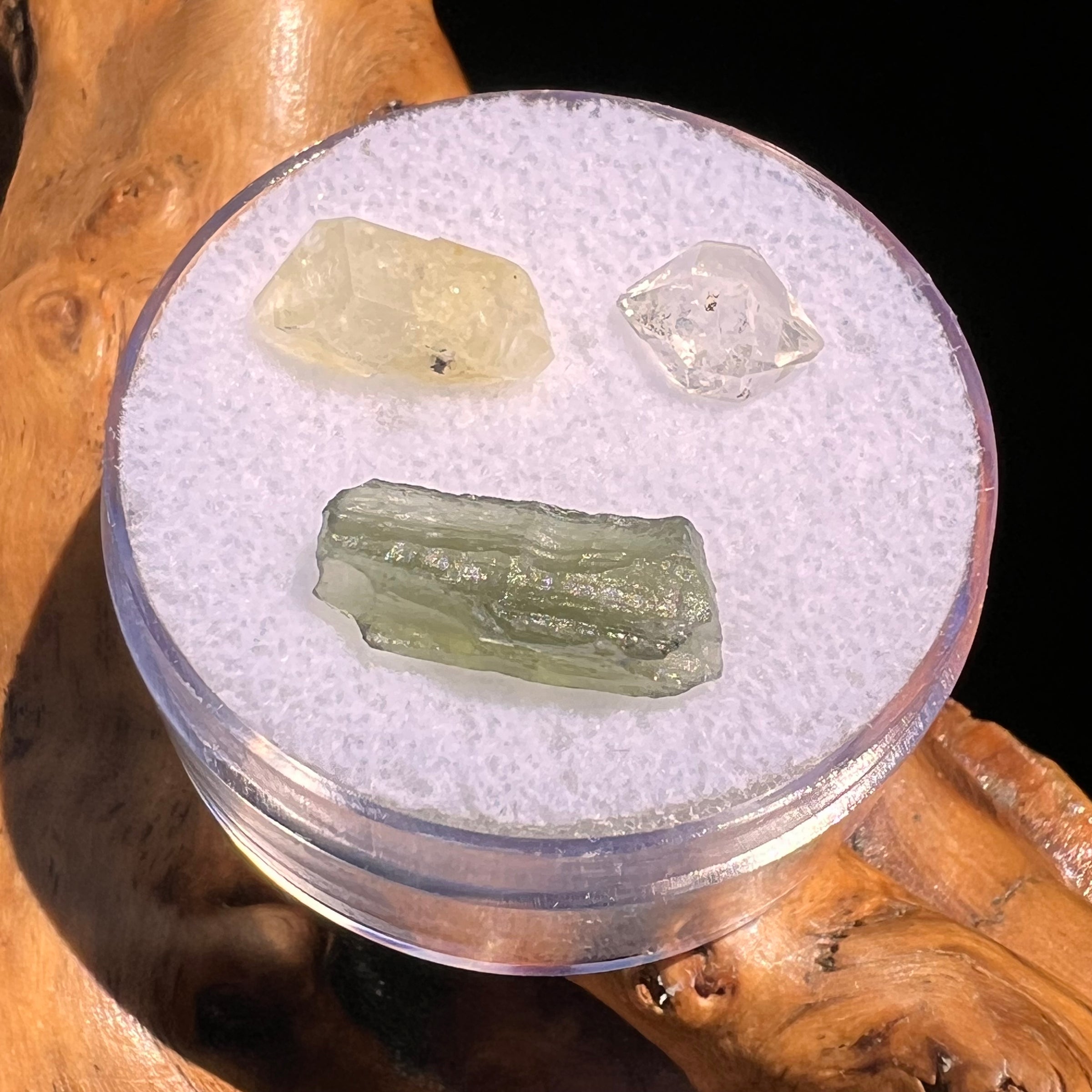 Moldavite, Phenakite, & Herkimer Diamond #108-Moldavite Life