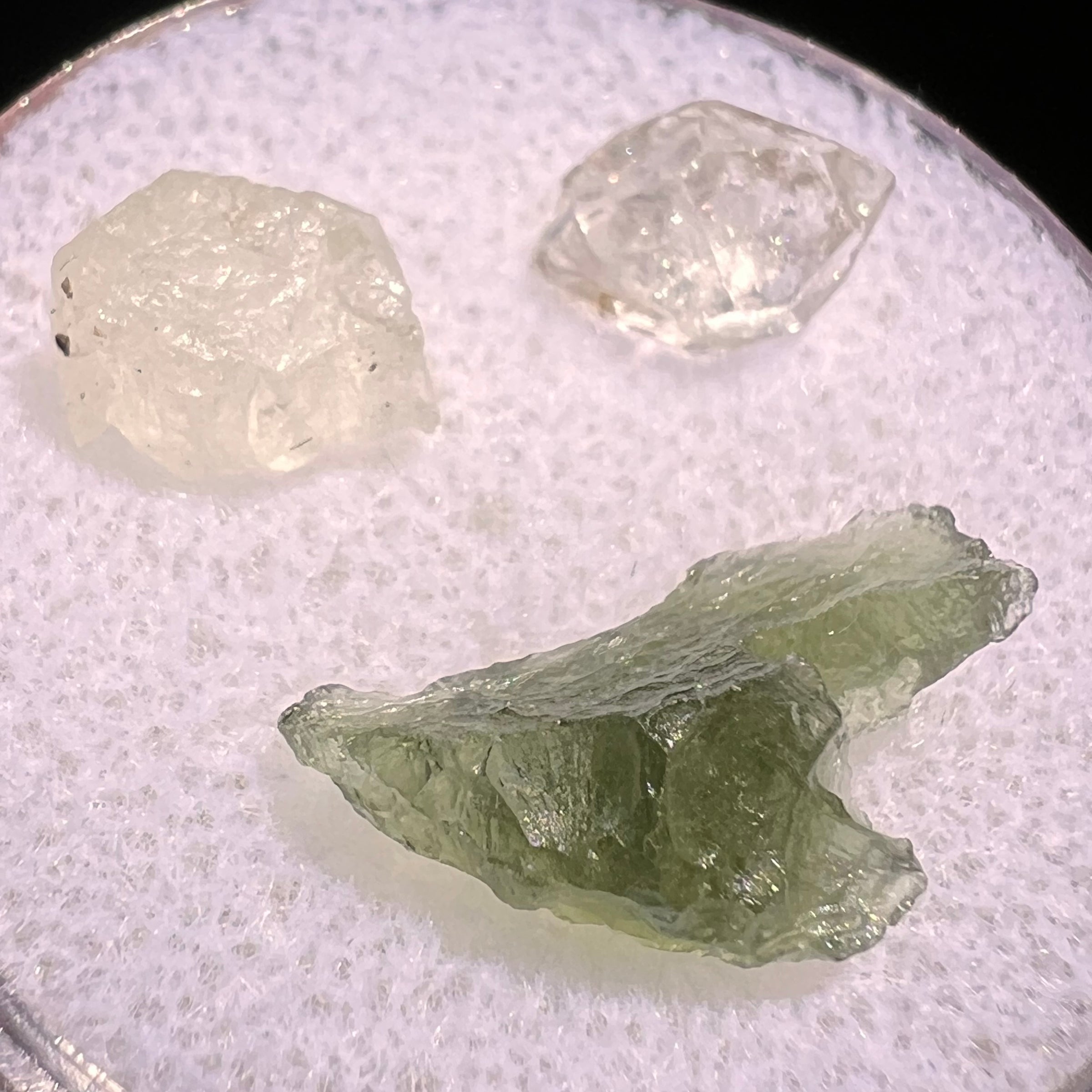Moldavite, Phenakite, & Herkimer Diamond #110-Moldavite Life