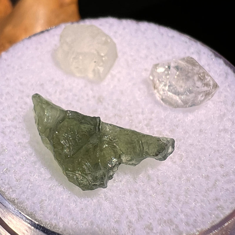 Moldavite, Phenakite, & Herkimer Diamond #110-Moldavite Life