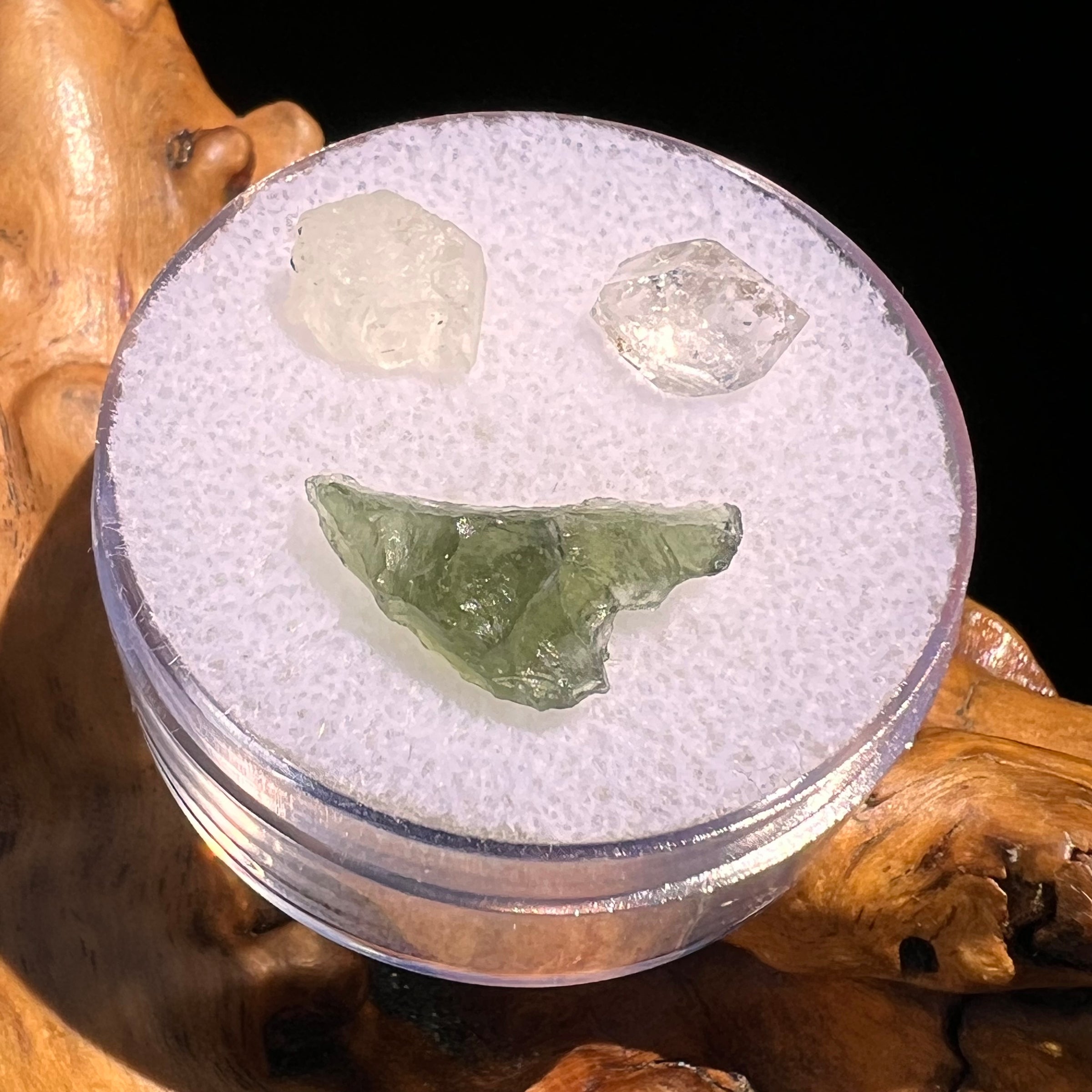 Moldavite, Phenakite, & Herkimer Diamond #110-Moldavite Life