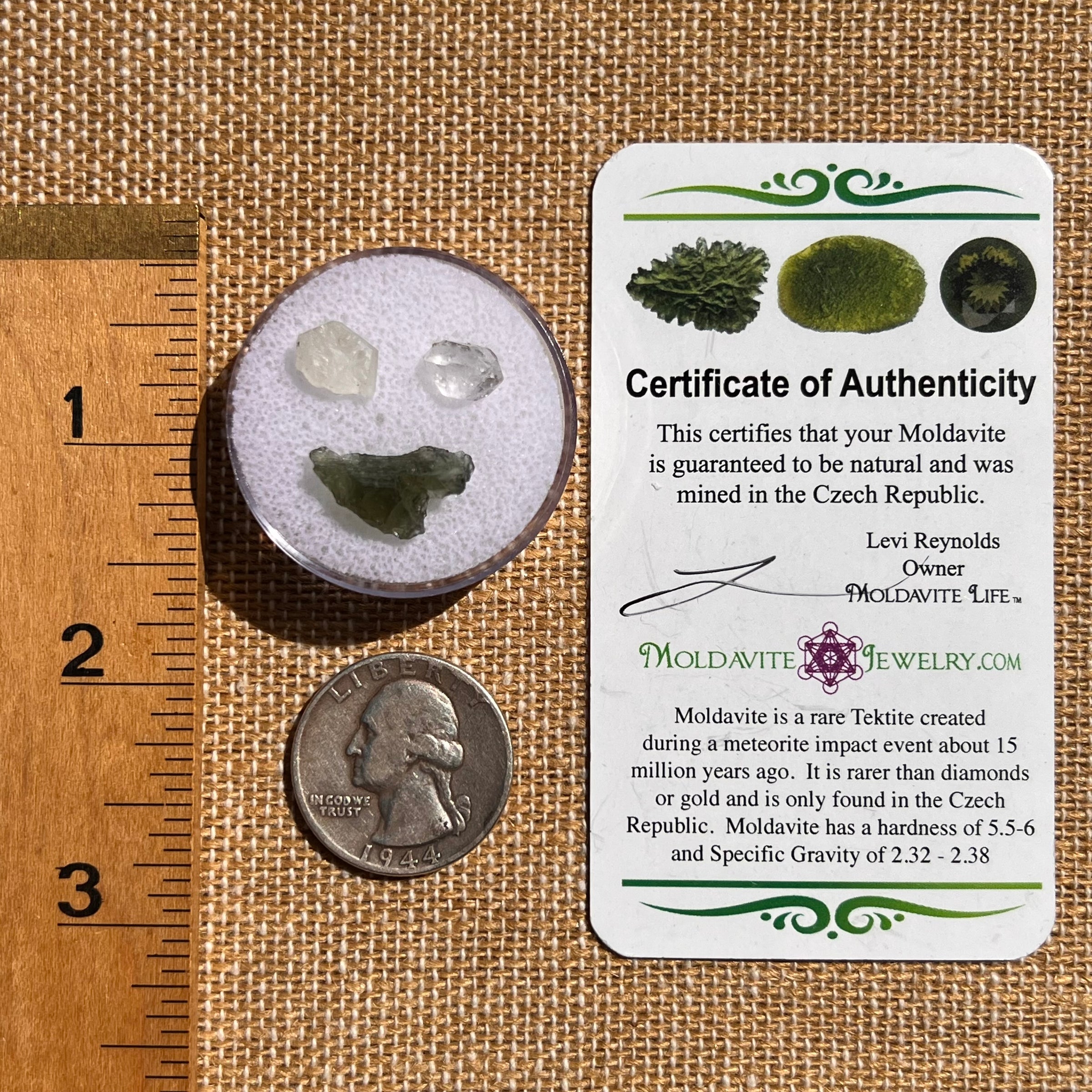 Moldavite, Phenakite, & Herkimer Diamond #110-Moldavite Life