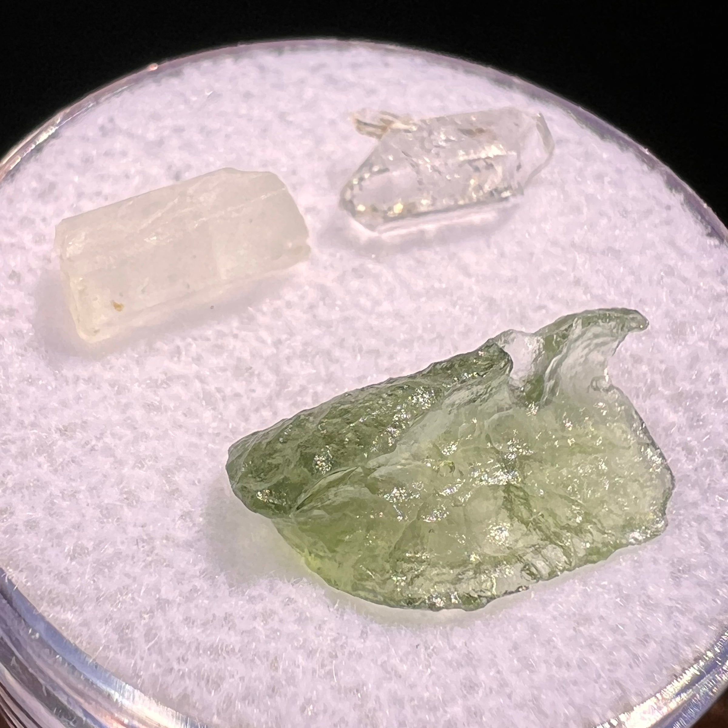 Moldavite, Phenakite, & Herkimer Diamond #111-Moldavite Life